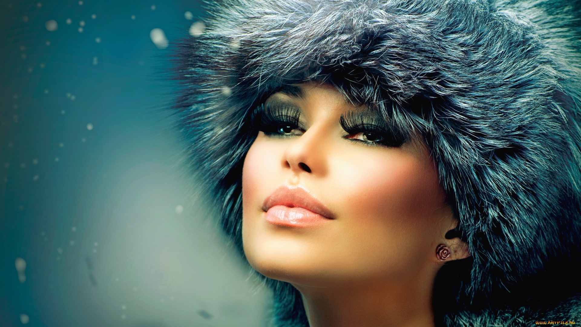 девушки, анна, субботина, портрет, лицо, улыбка, шапка, снег