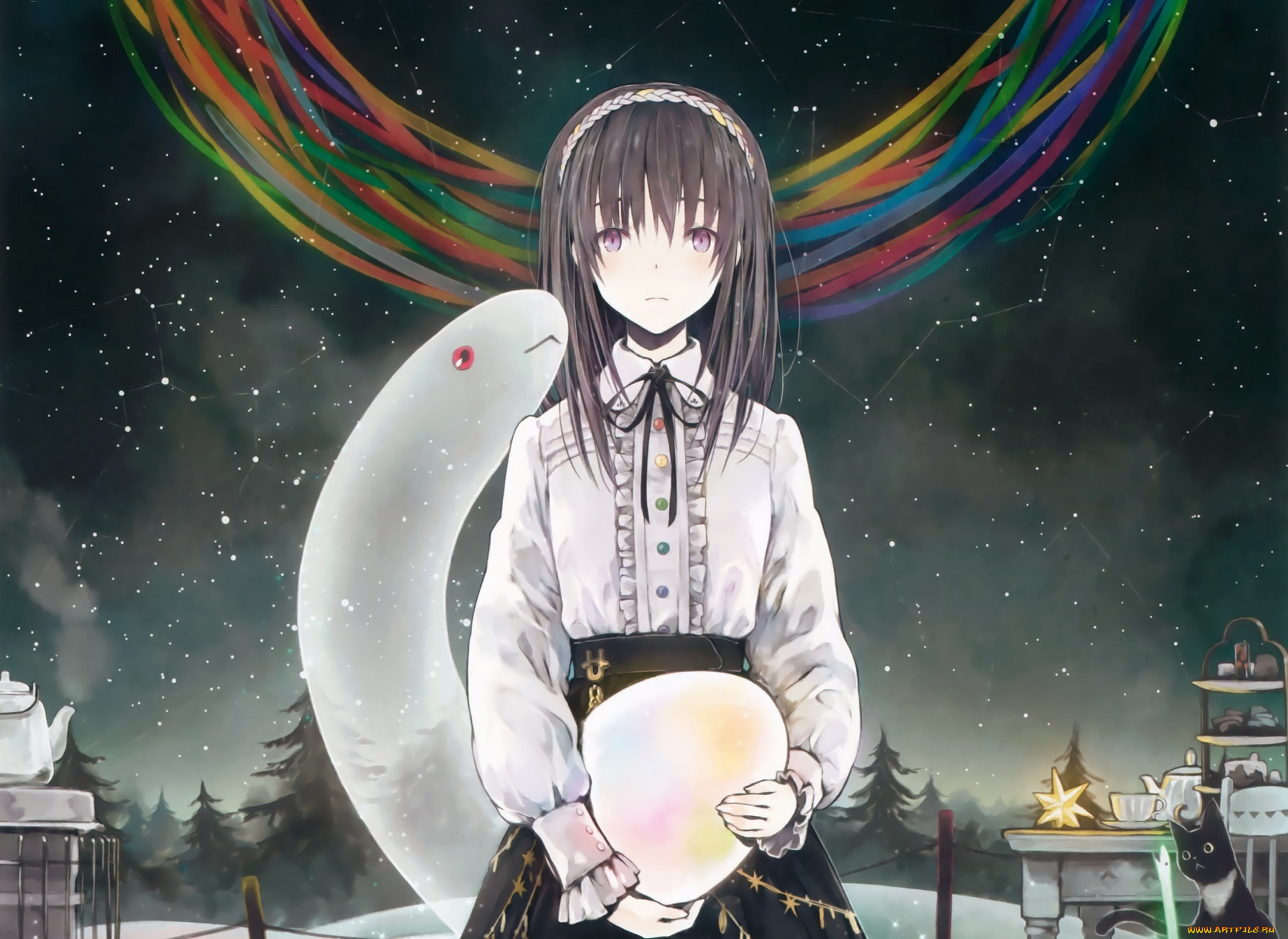 аниме, животные, , существа, девушка