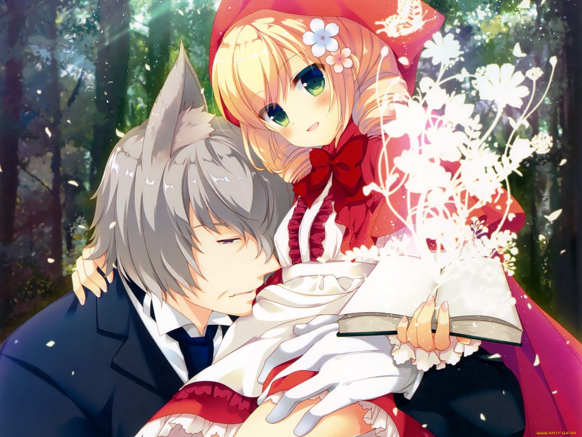 аниме, животные, , существа, волк, красная, шапочка