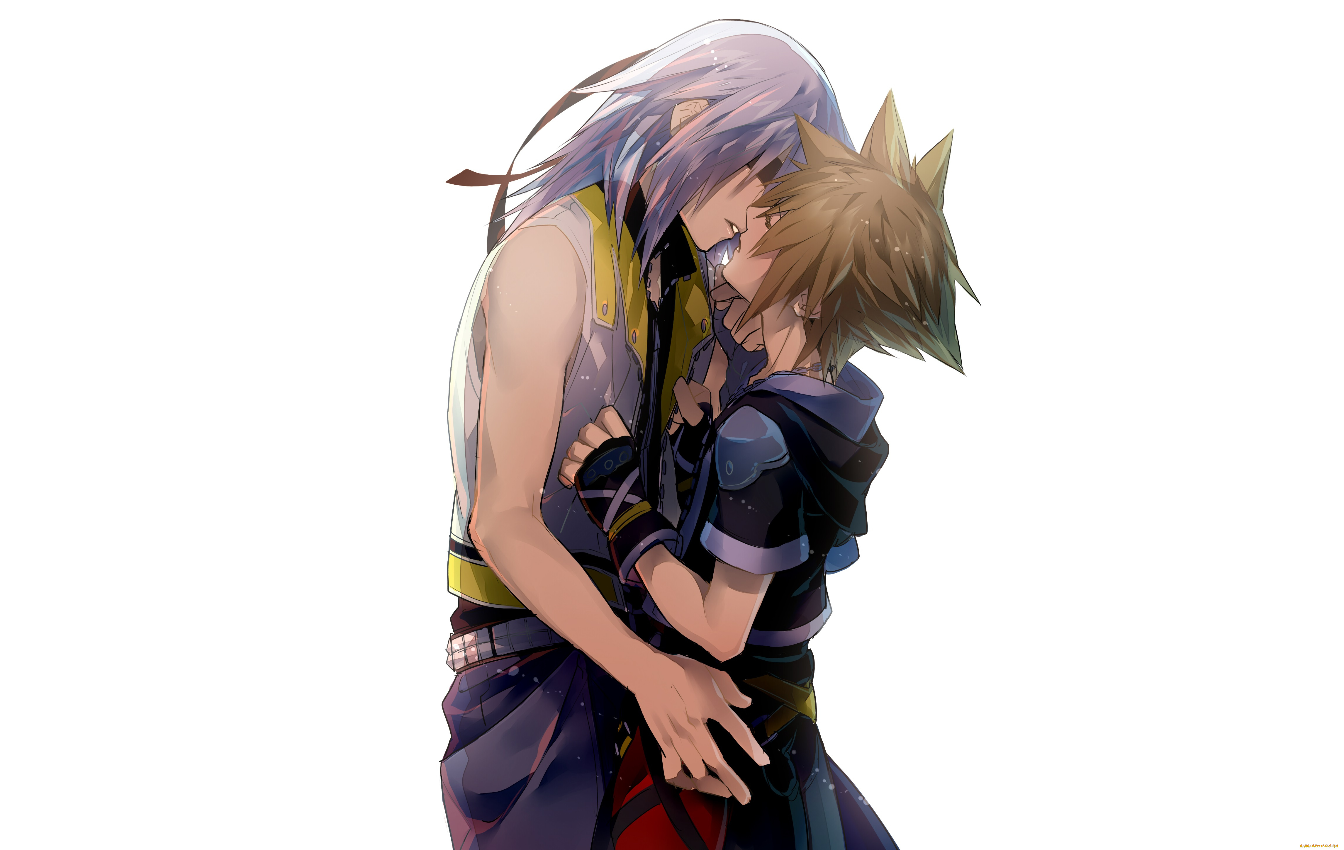 аниме, kingdom, hearts, kingdom, hearts, парни, нежность