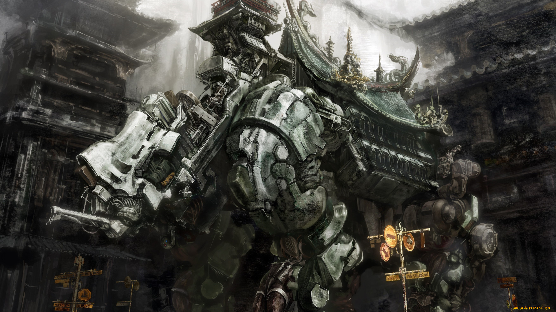 фэнтези, роботы, , киборги, , механизмы, asian, anime, mecha, house, robot, asiatic, oriental, palace, japanese