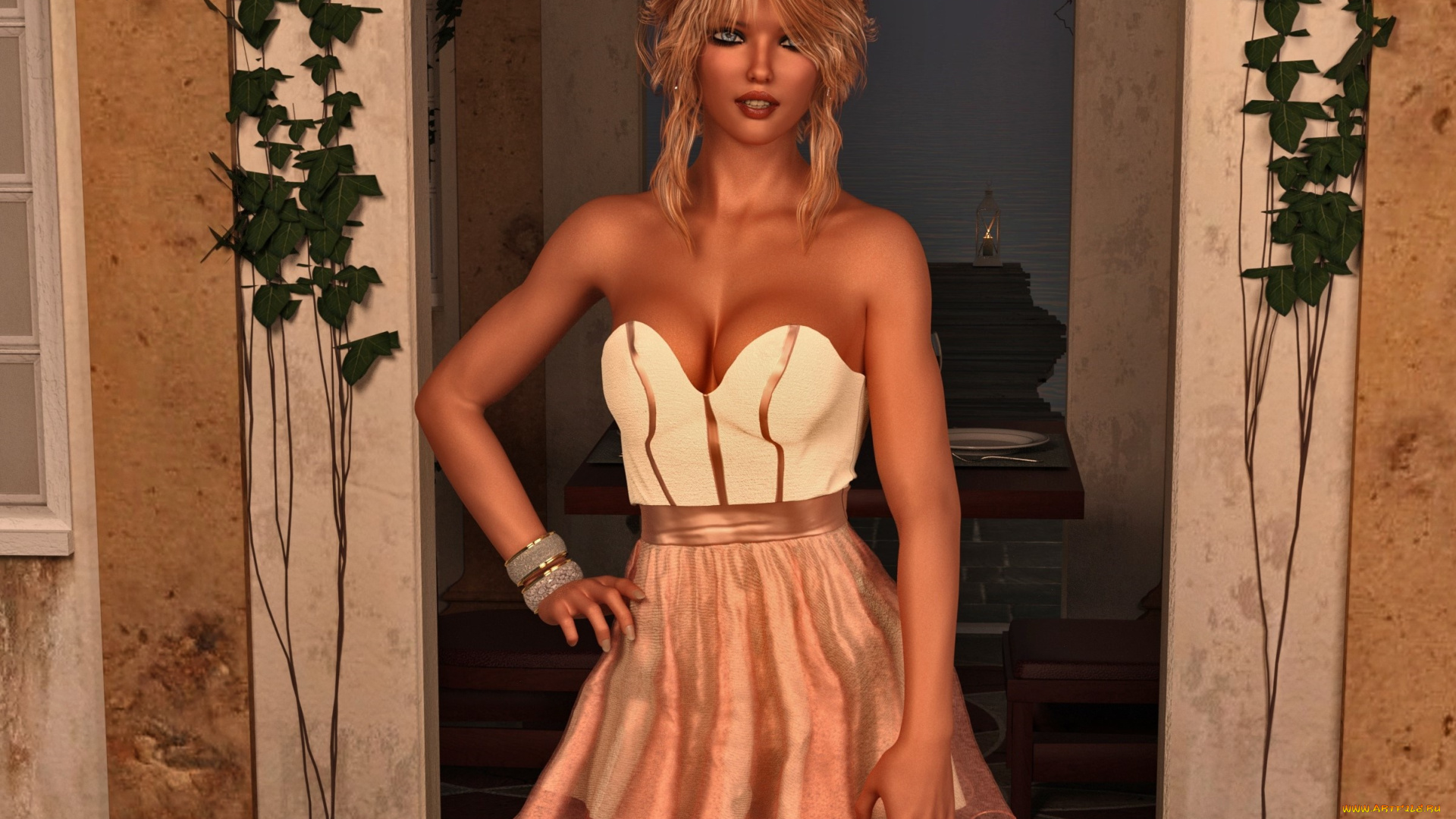 3д, графика, люди, , people, девушка, взгляд, фон