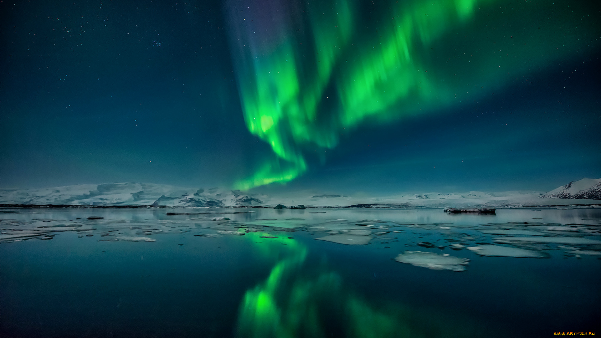 природа, северное, сияние, простор