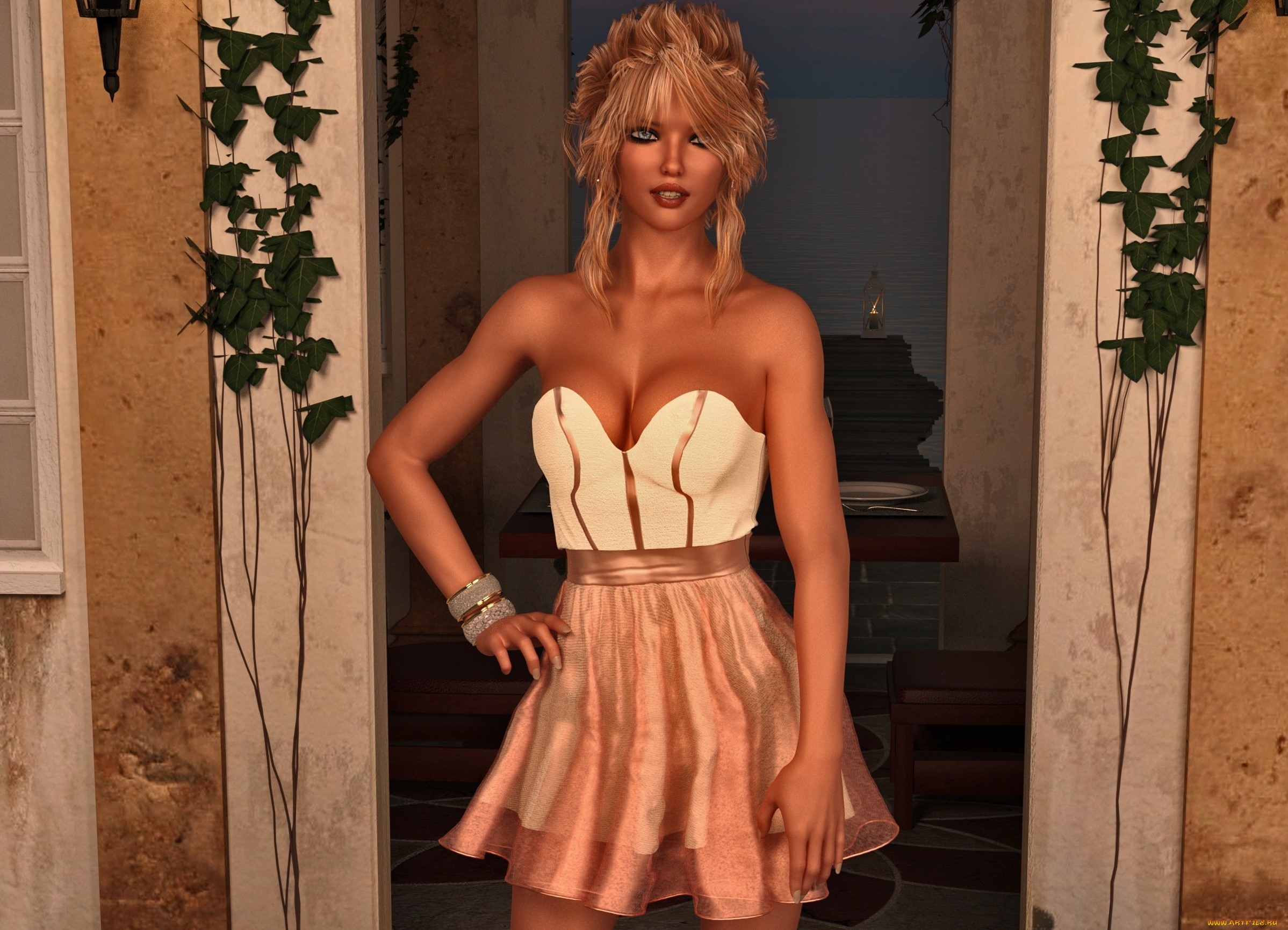 3д, графика, люди, , people, девушка, взгляд, фон