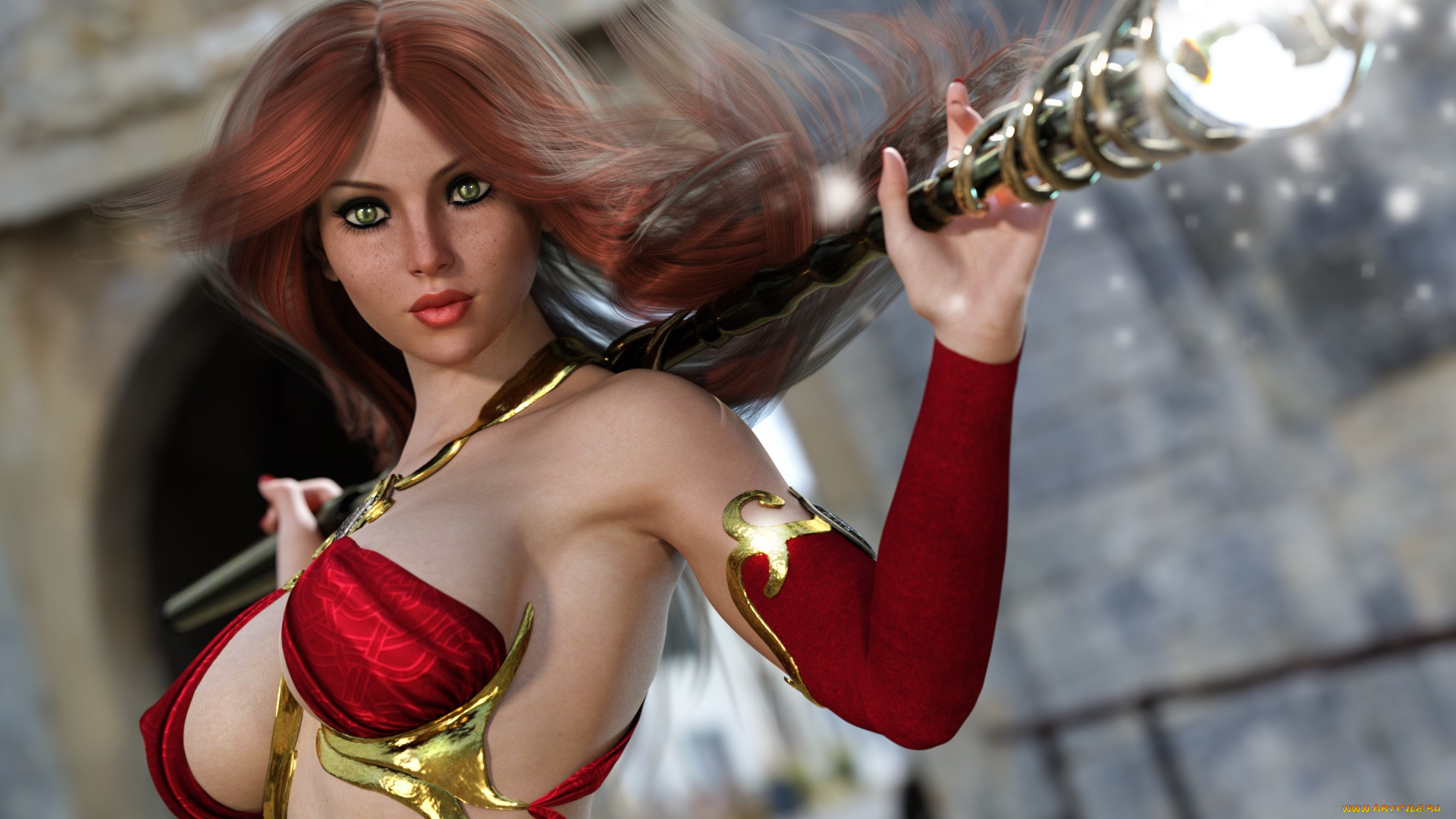 3д, графика, фантазия, , fantasy, девушка, взгляд, фон