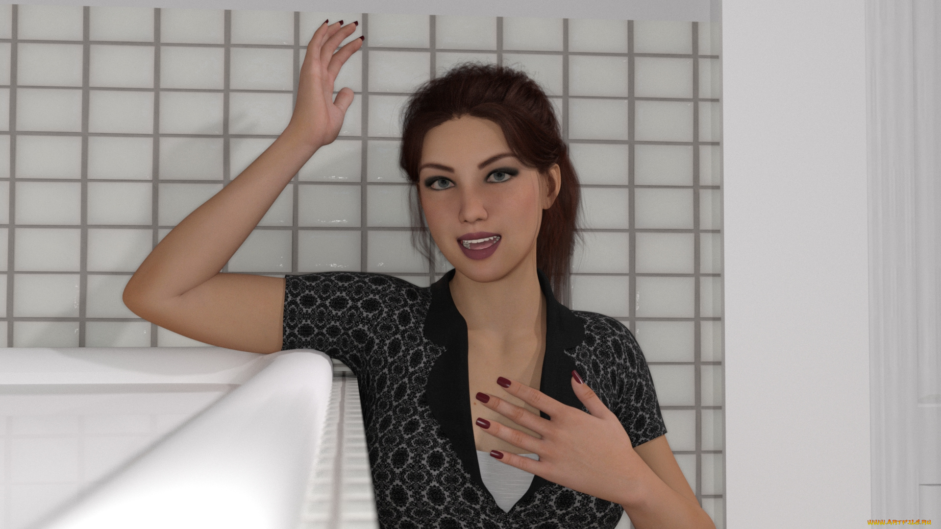 3д, графика, фантазия, , fantasy, девушка, взгляд, фон