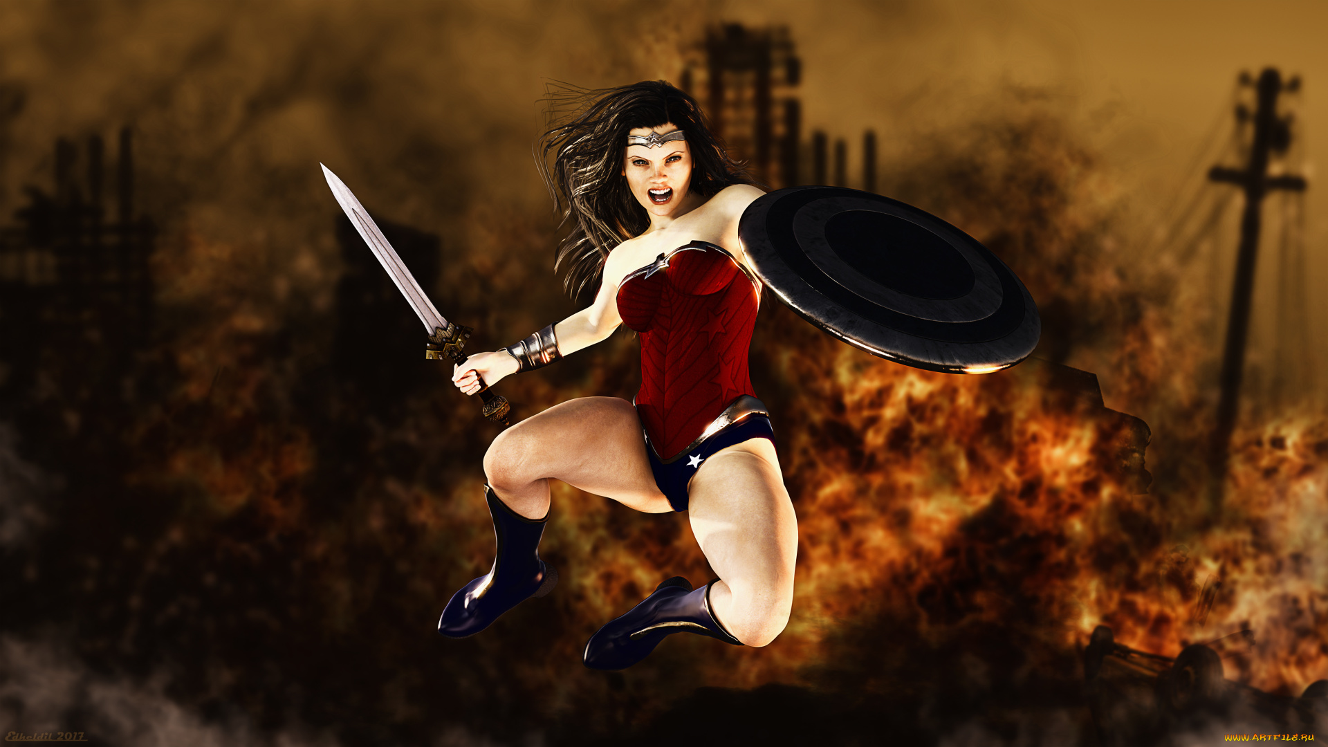 3д, графика, фантазия, , fantasy, девушка, взгляд, фон