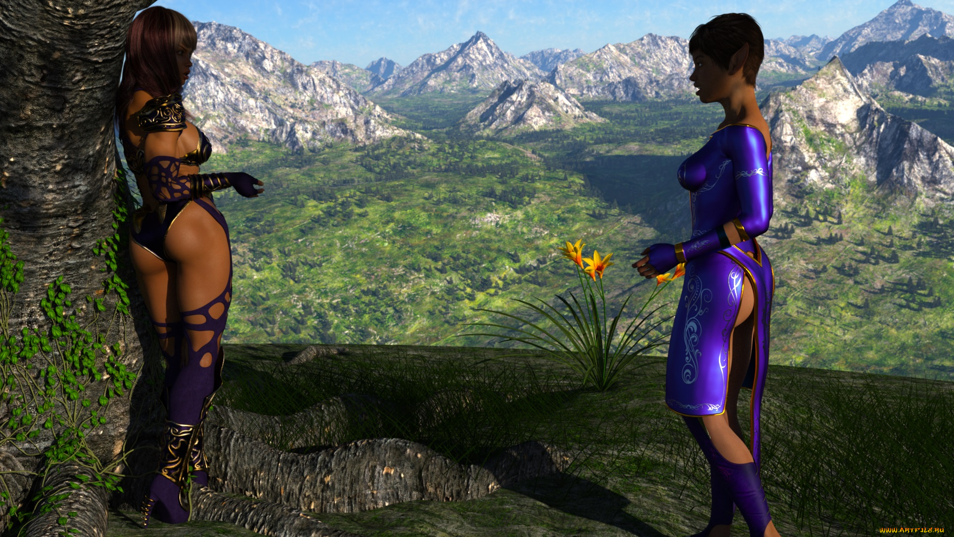 3д, графика, фантазия, , fantasy, фон, взгляд, девушка