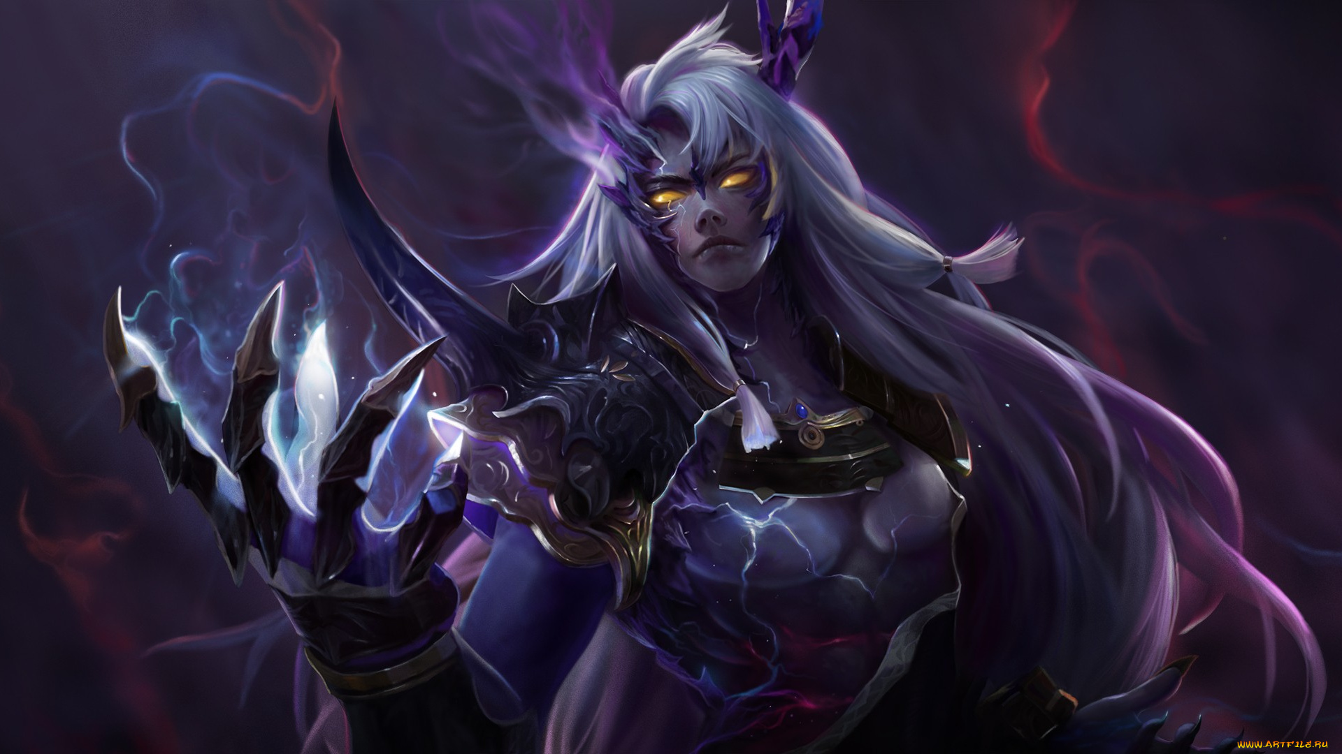 аниме, onmyouji, девушка, фон, взгляд