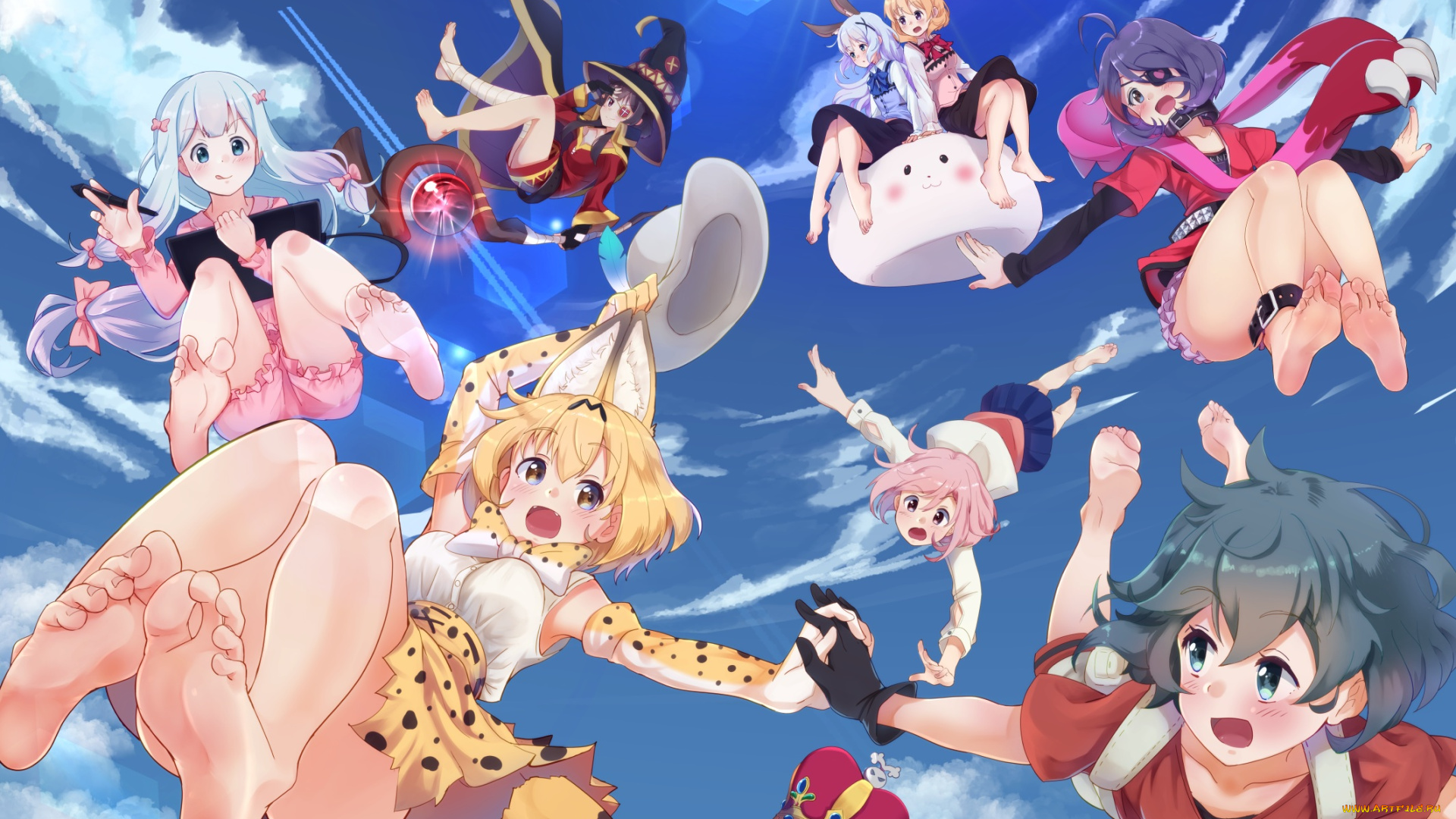 аниме, unknown, , другое, , девушки, взгляд, фон