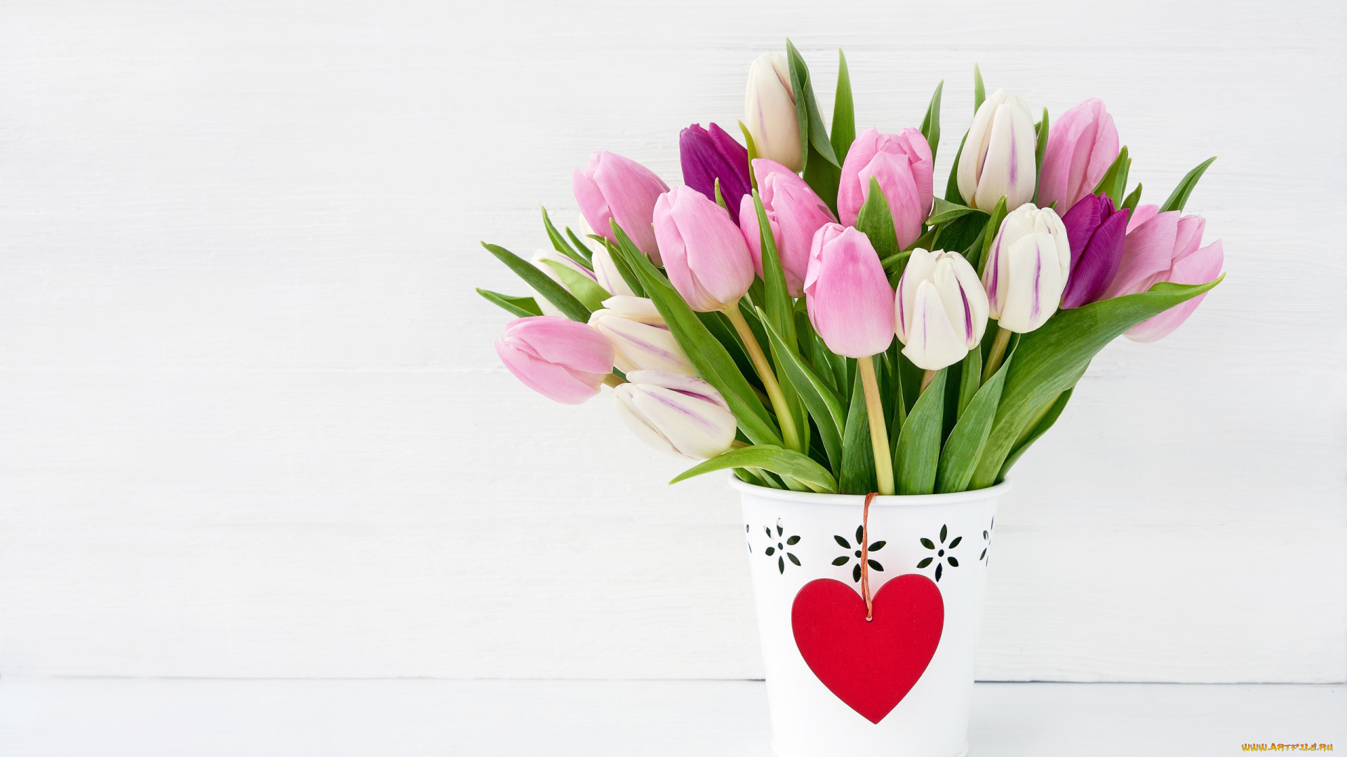 цветы, тюльпаны, бутоны, ваза