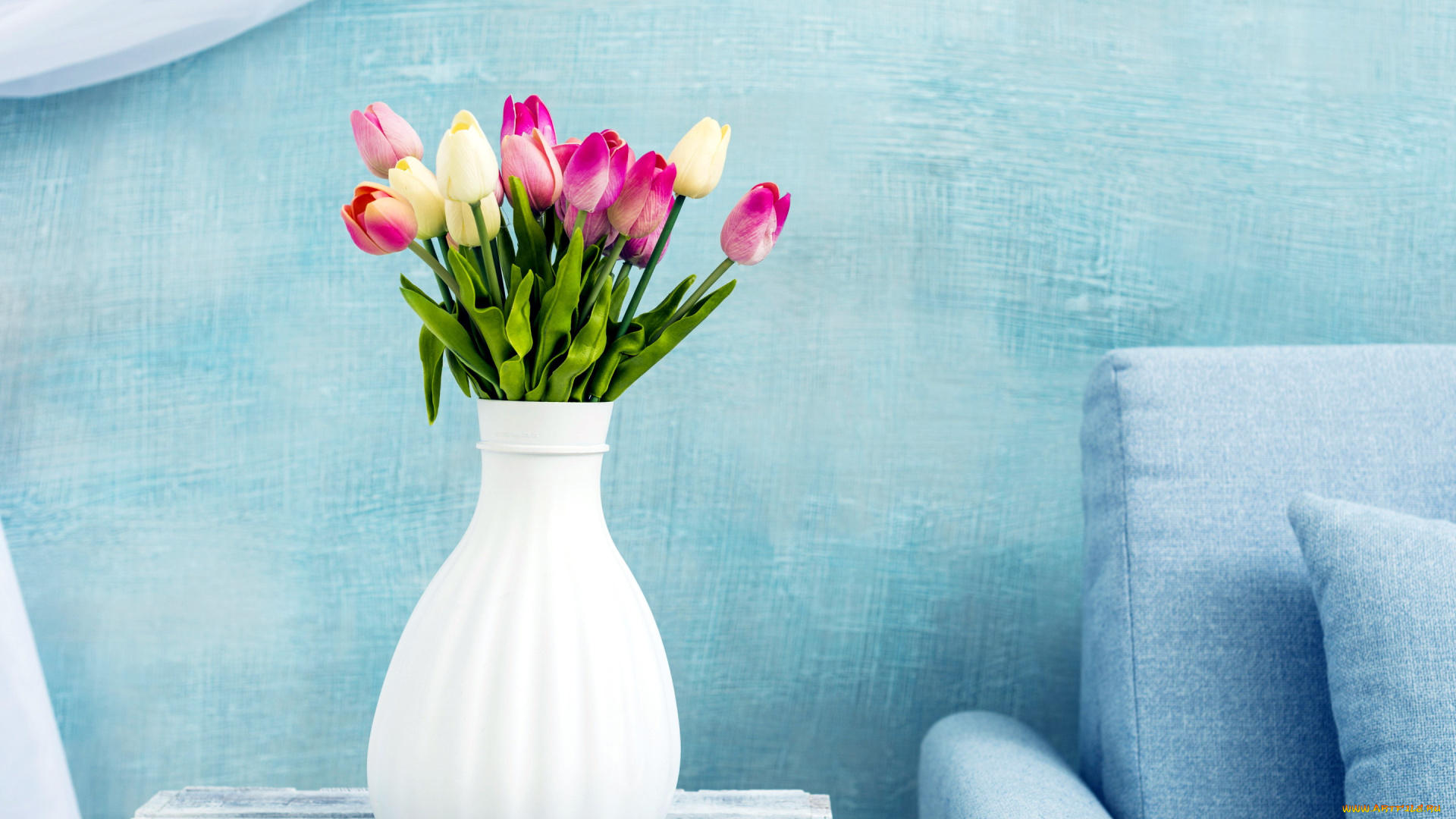 цветы, тюльпаны, ваза, бутоны