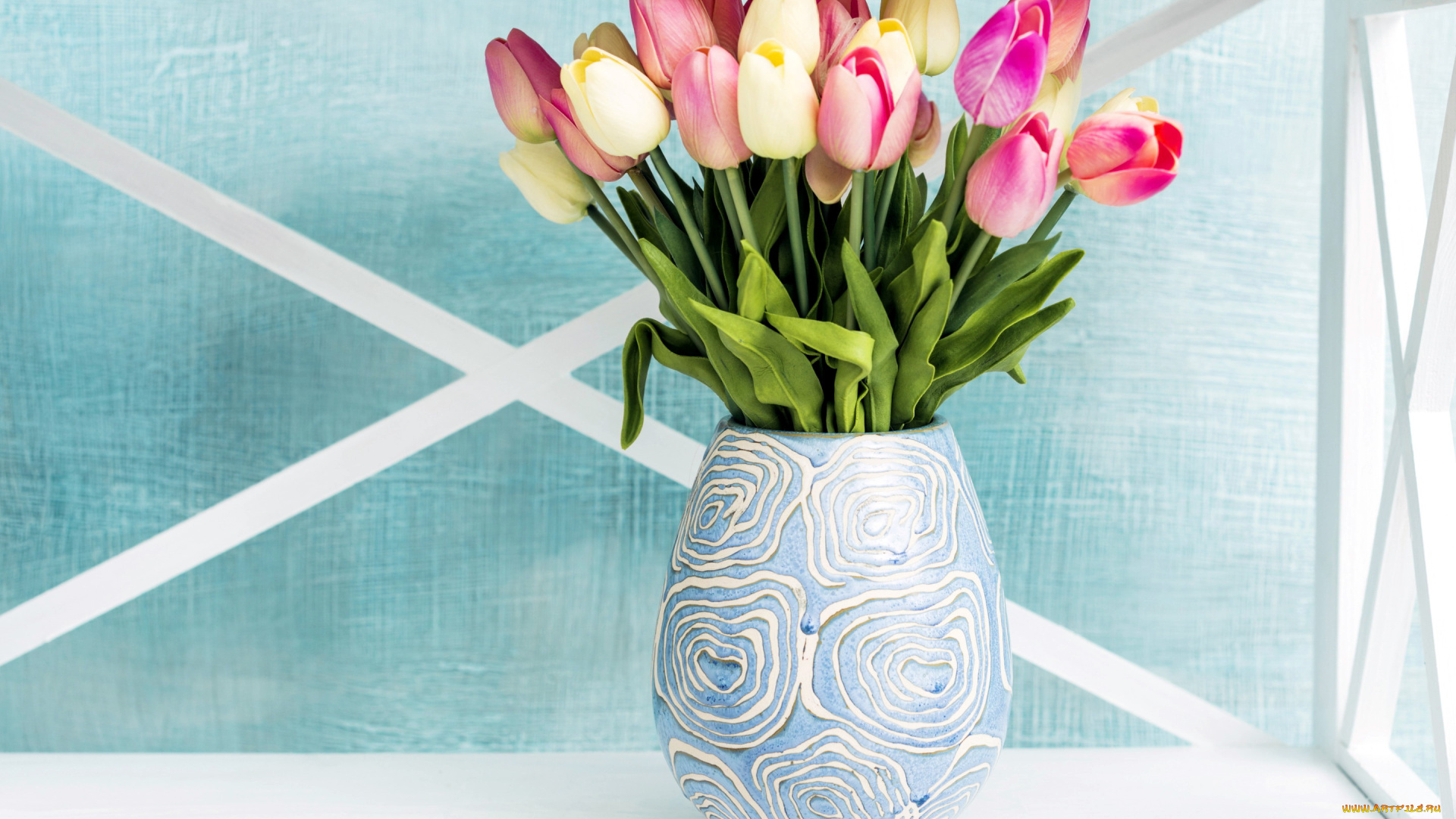 цветы, тюльпаны, ваза, бутоны