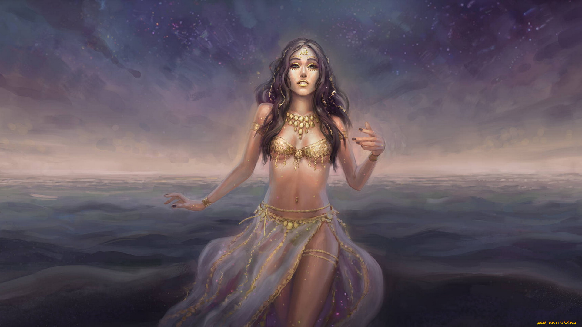 фэнтези, девушки, взгляд, фон, девушка