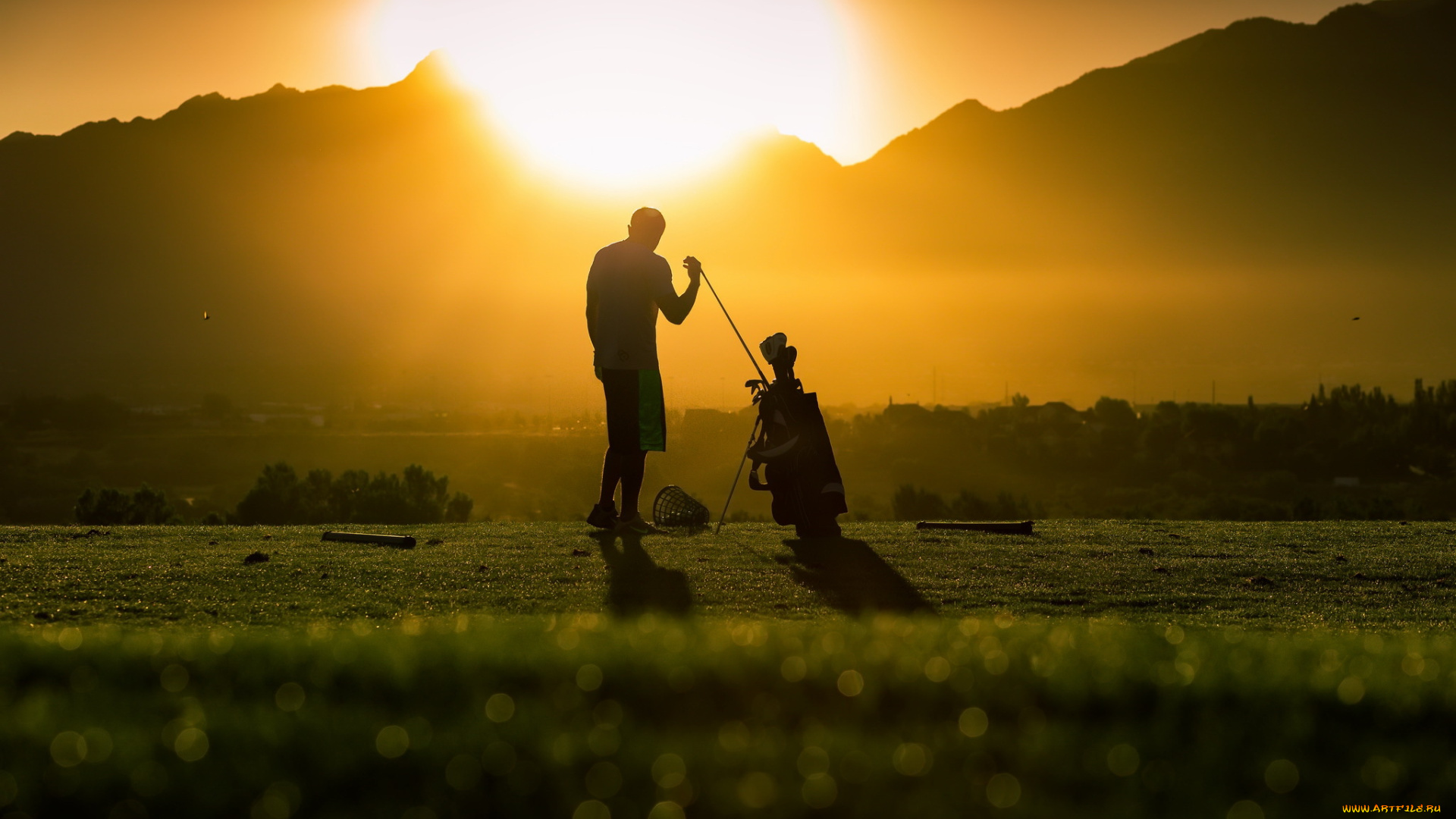 спорт, гольф, закат, свет