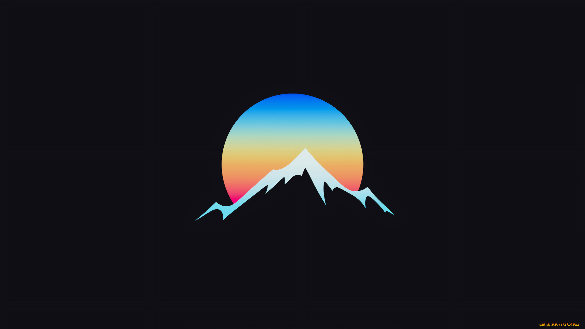 векторная, графика, природа, , nature, луна, гора