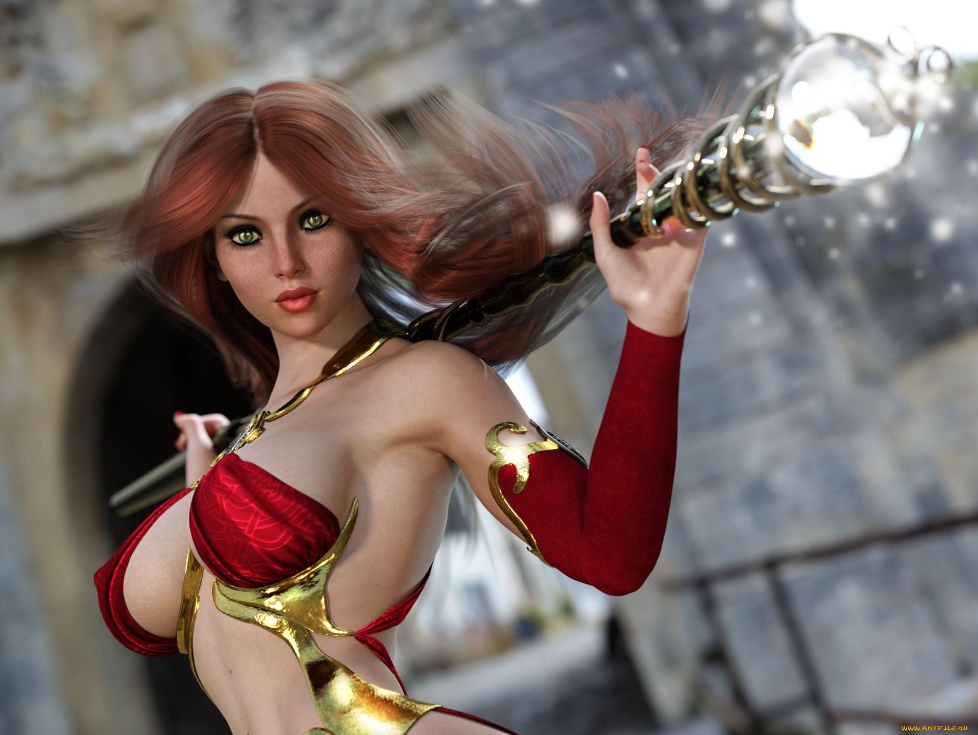 3д, графика, фантазия, , fantasy, девушка, взгляд, фон