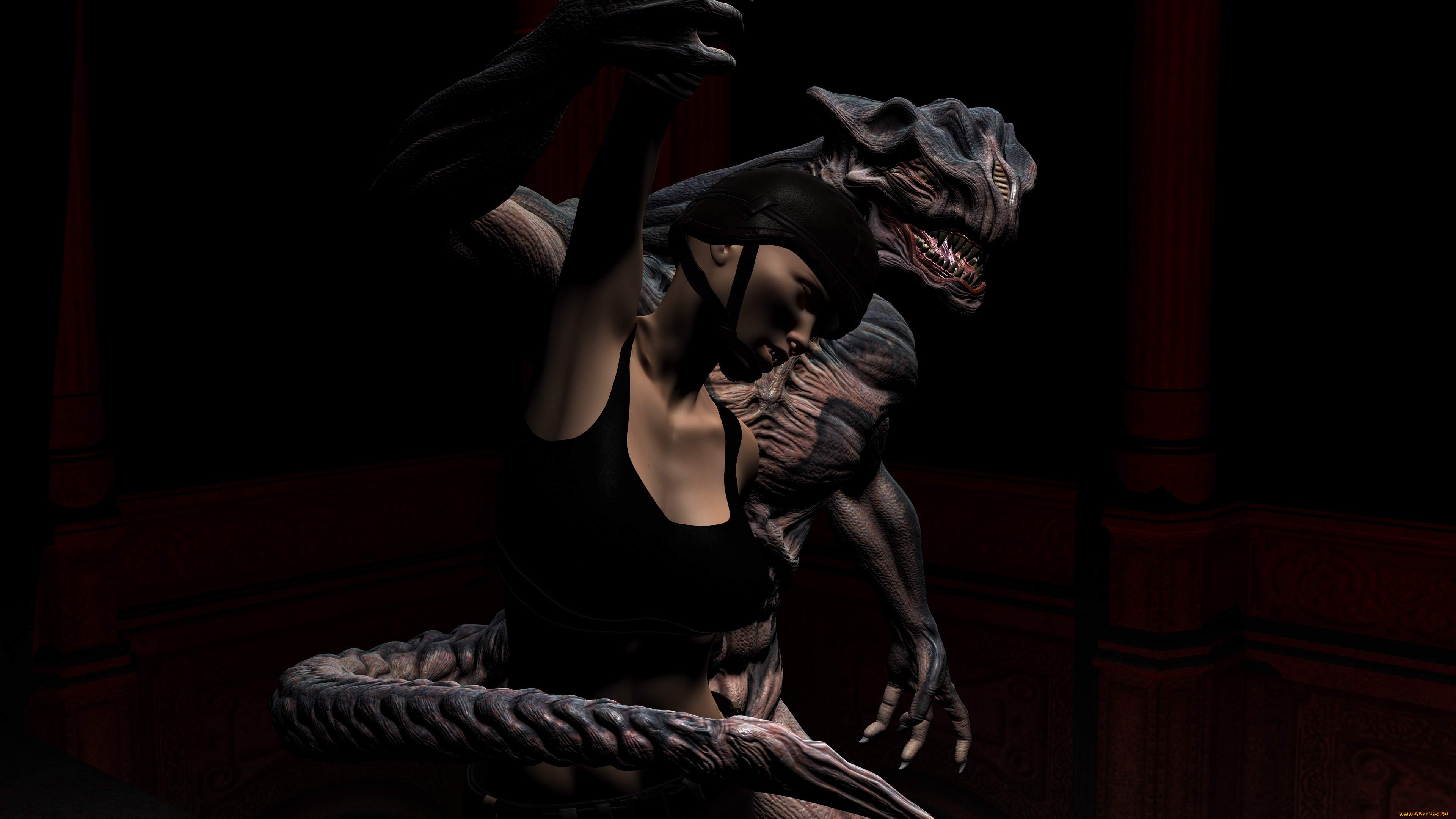 3д, графика, фантазия, , fantasy, фон, девушка, взгляд