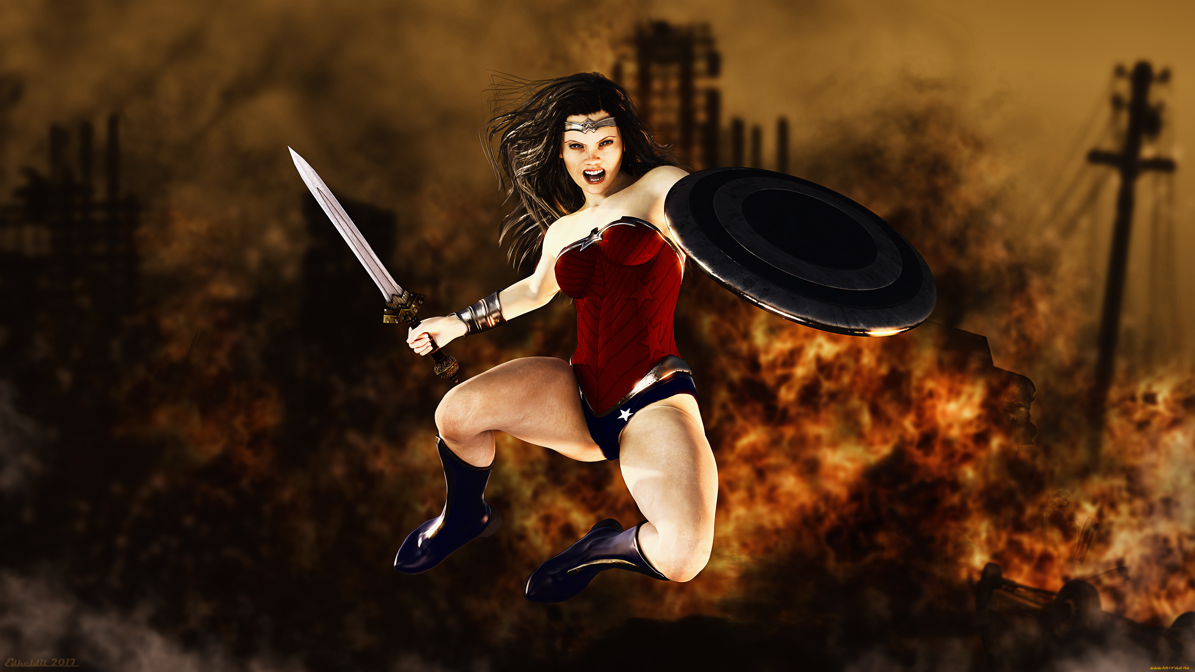 3д, графика, фантазия, , fantasy, девушка, взгляд, фон