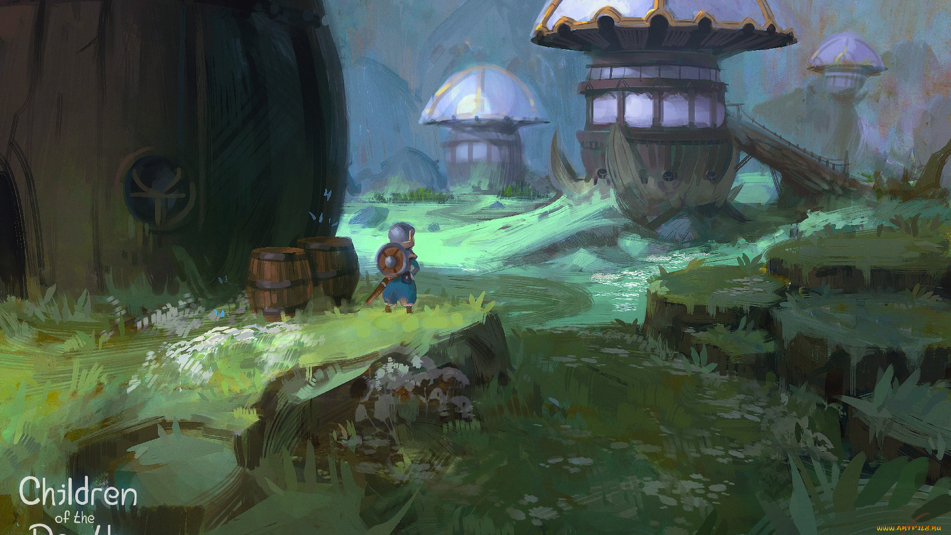 фэнтези, иные, миры, , иные, времена, человечек, домики, трава