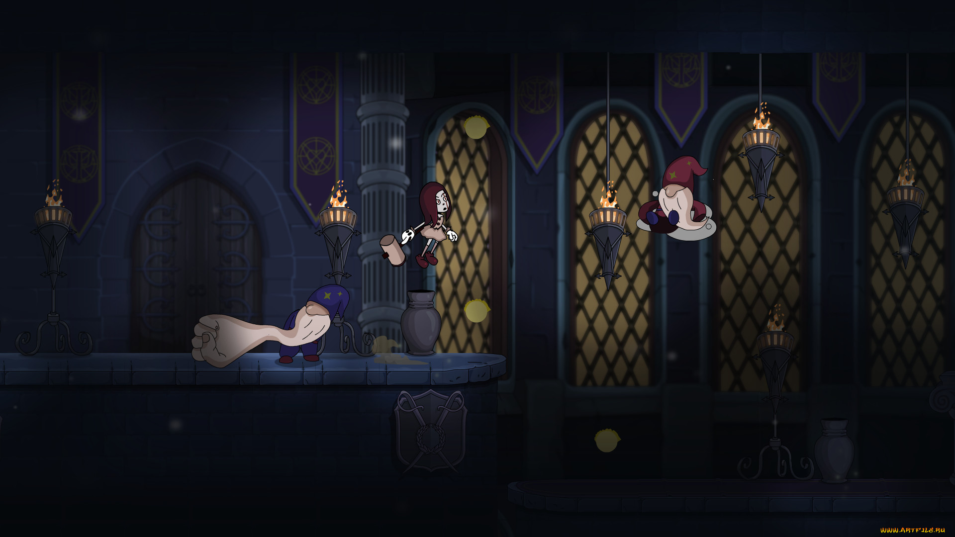 видео, игры, fearmonium, человечки, факелы, замок