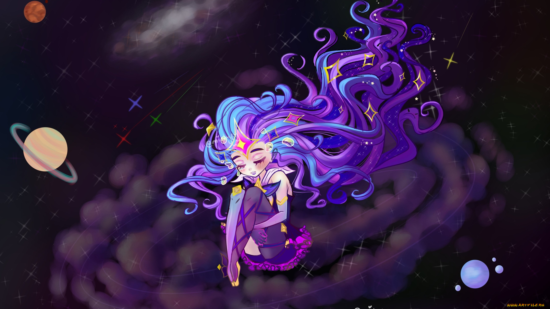 видео, игры, league, of, legends, космос, звезды, планеты, zoe