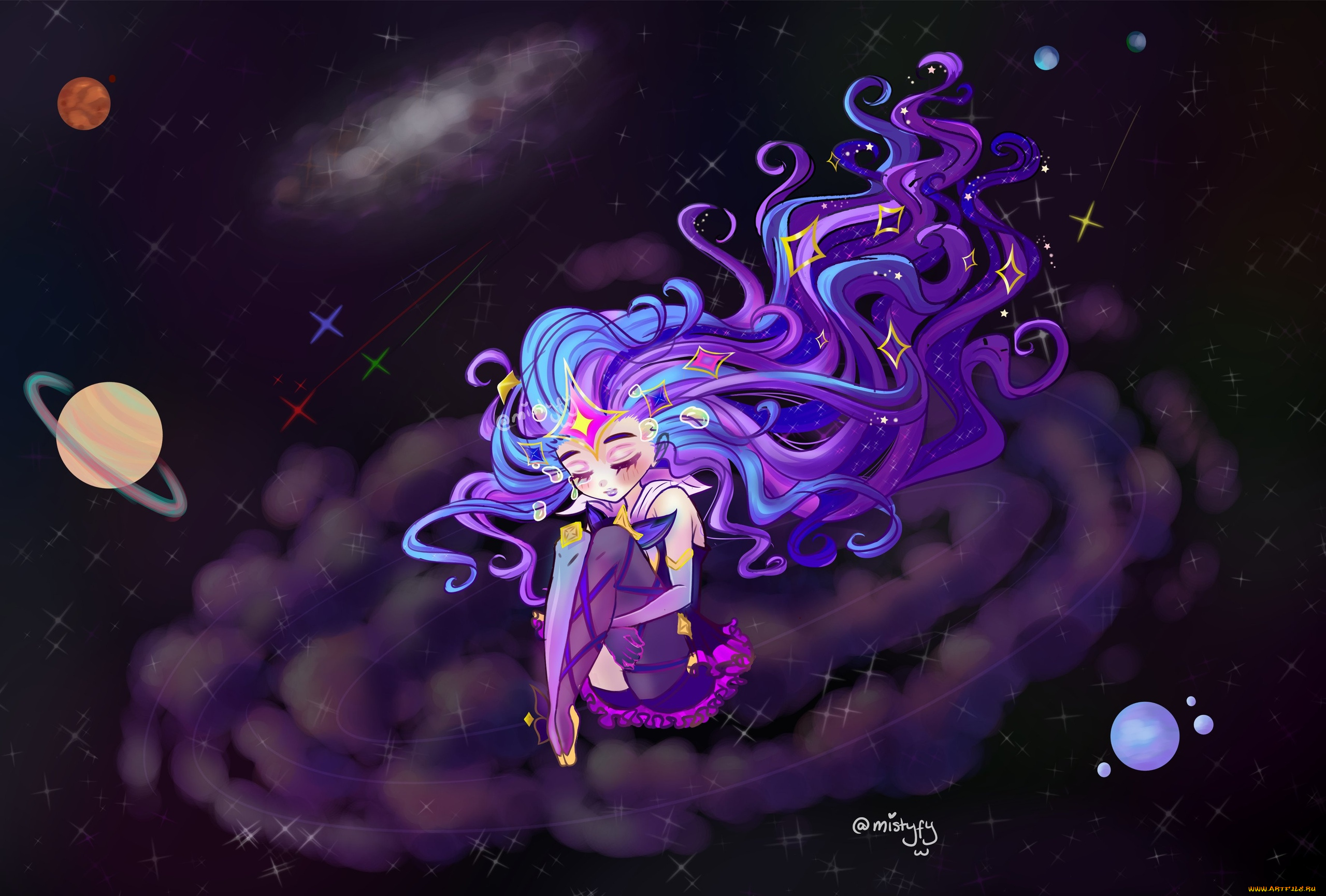 видео, игры, league, of, legends, космос, звезды, планеты, zoe