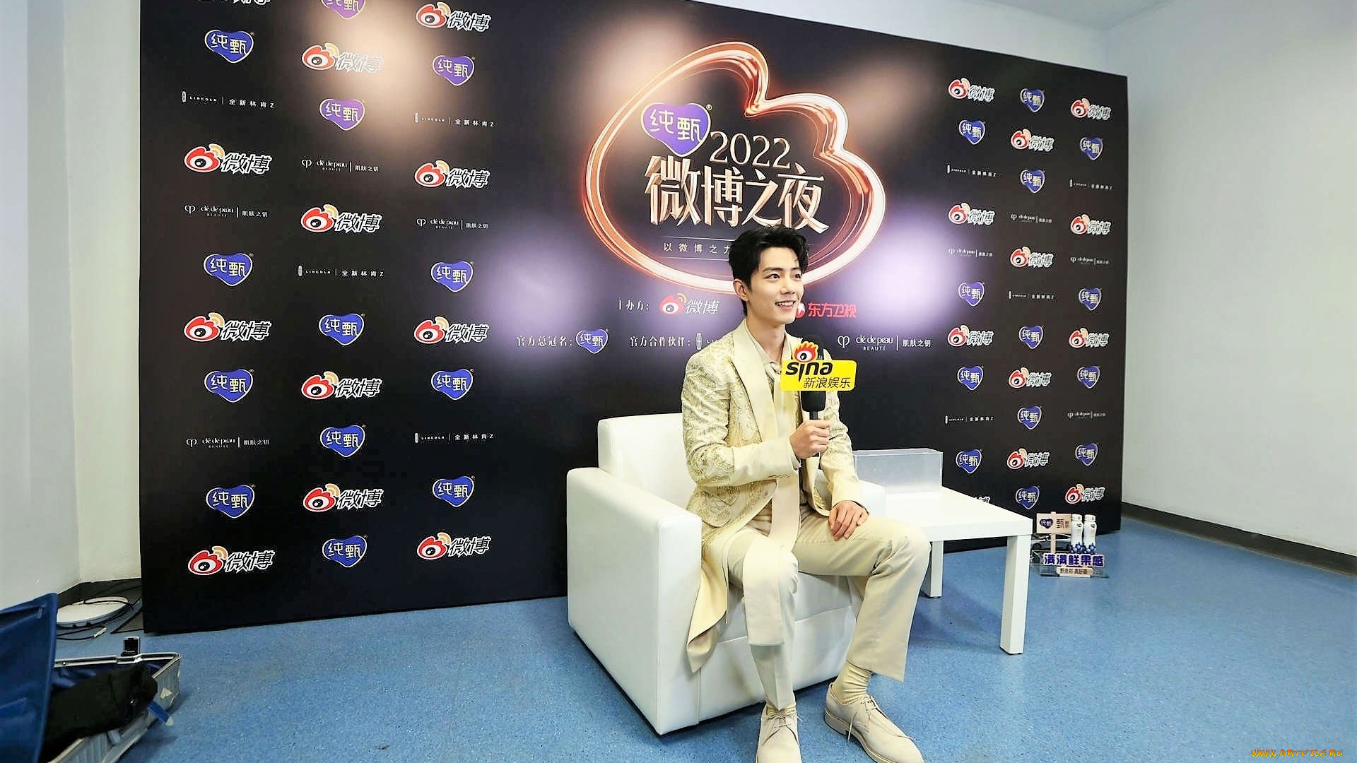 мужчины, xiao, zhan, актер, микрофон, кресло