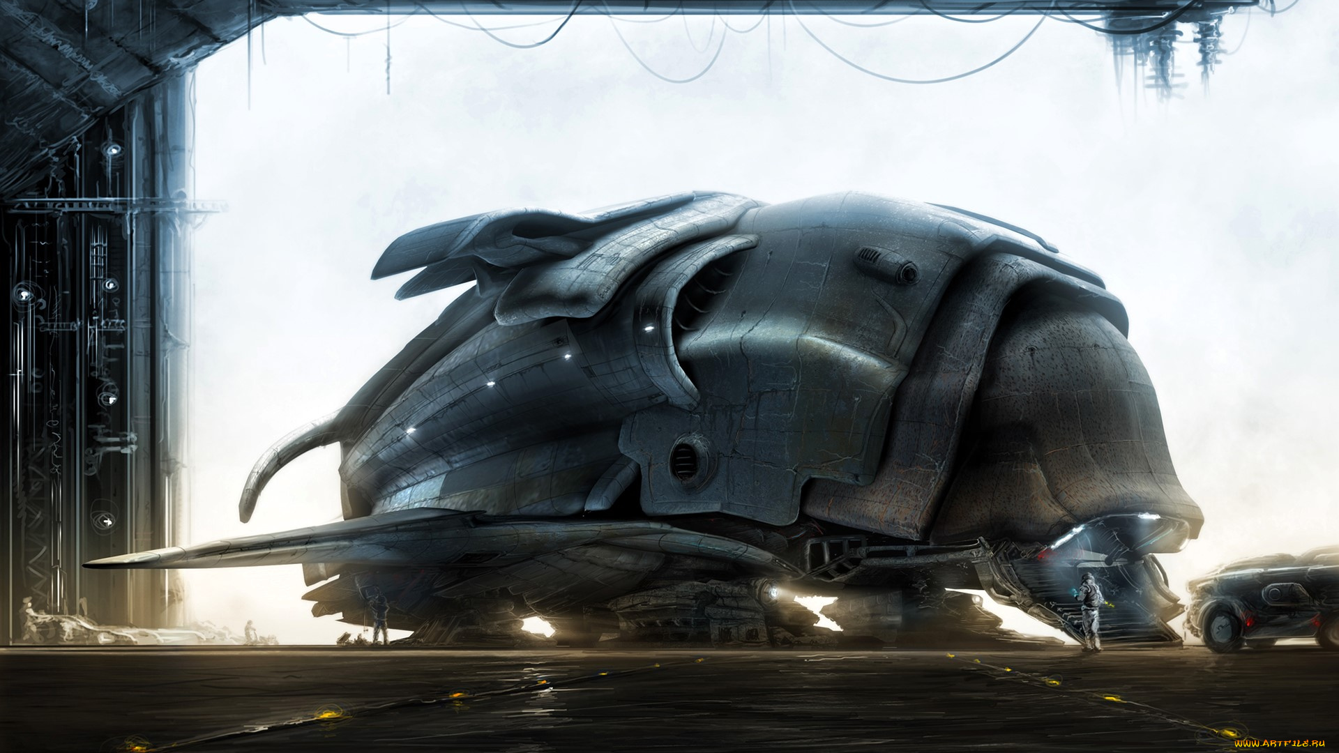 фэнтези, космические, корабли, , звездолеты, , станции, ангар, техника, транспорт, человек