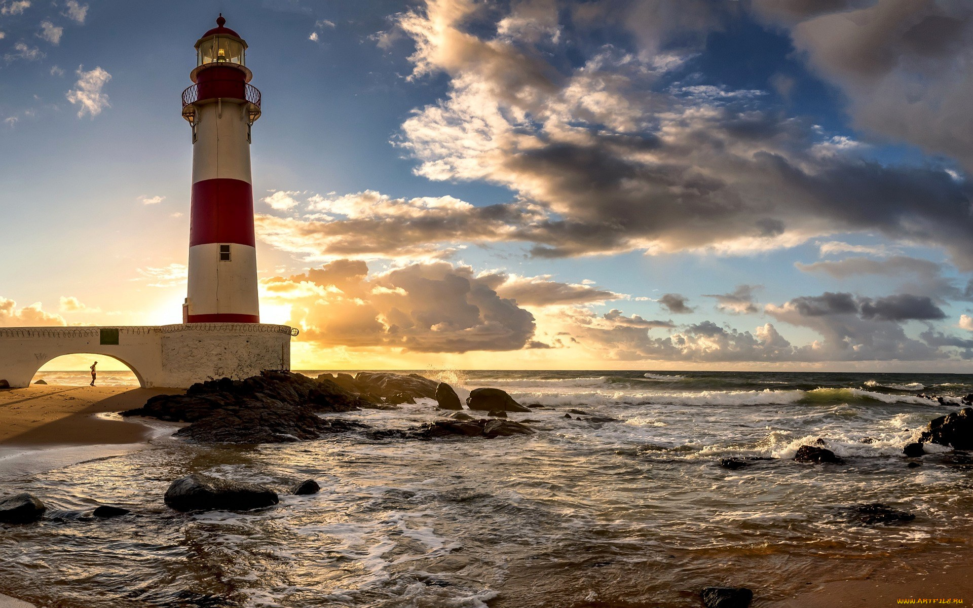 природа, маяки, маяк, небо, облака, закат, море, берег, камни