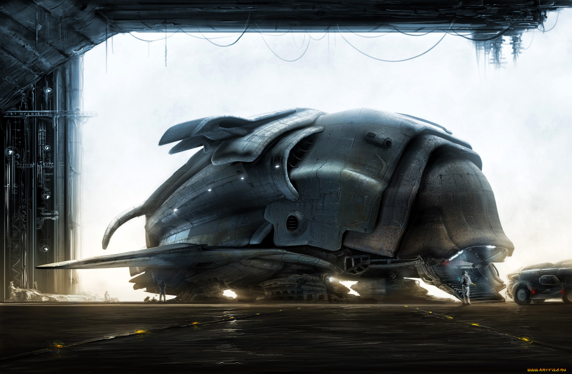 фэнтези, космические, корабли, , звездолеты, , станции, ангар, техника, транспорт, человек