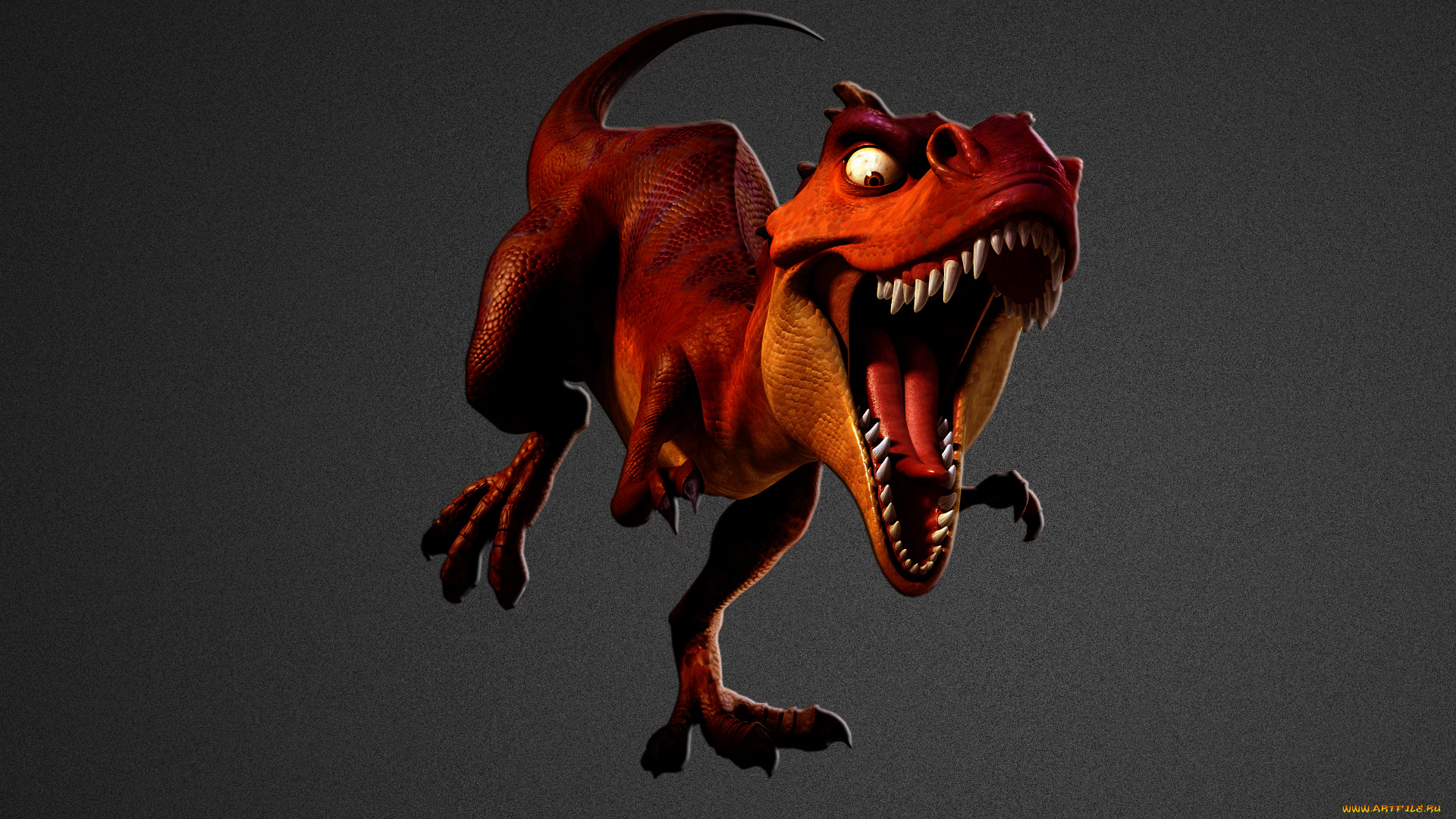 динозавр, фэнтези, существа, рычит, зубы, тираннозавр, серый, фон