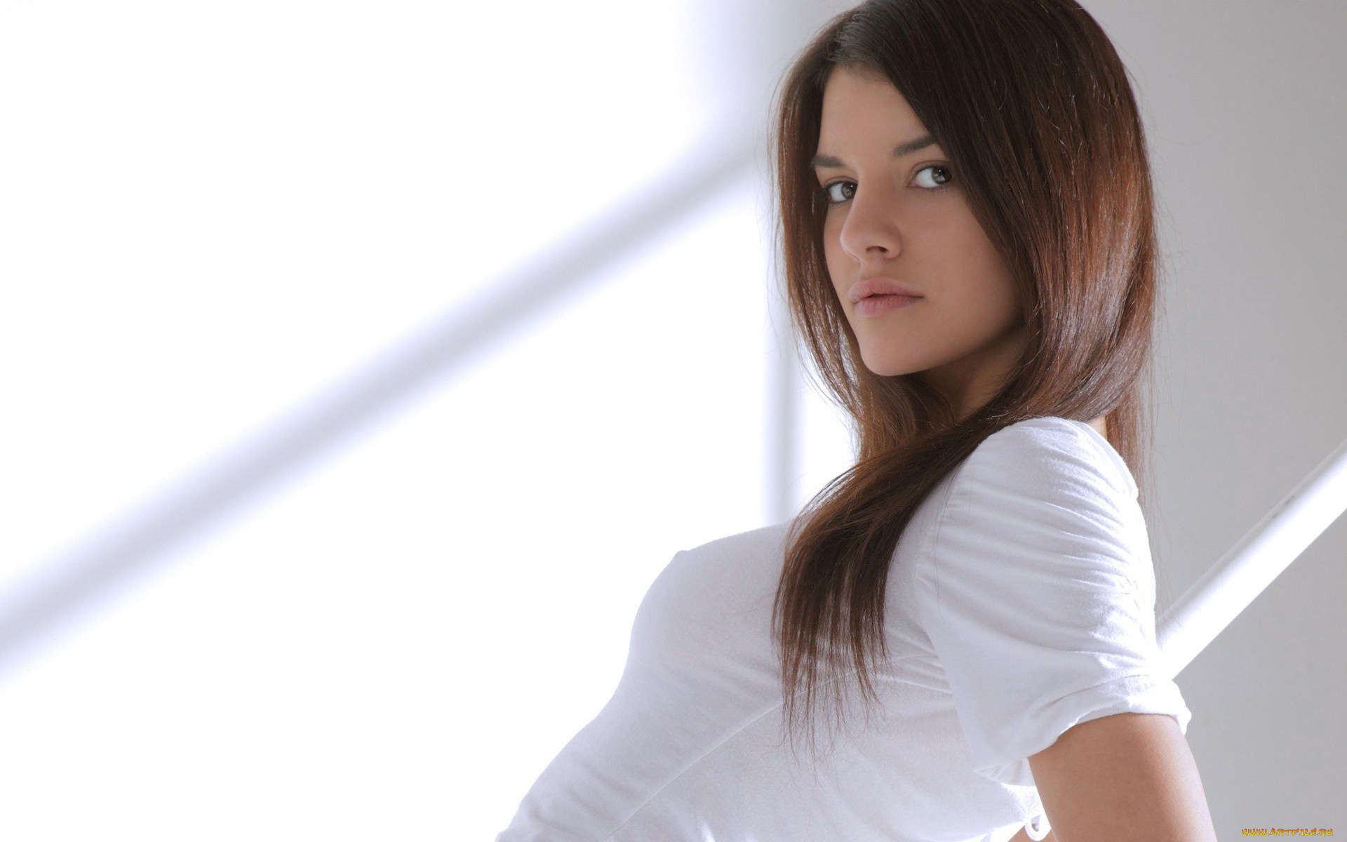 -Unsort, Брюнетки, Шатенки, девушки, unsort, брюнетки, шатенки, взгляд, майка