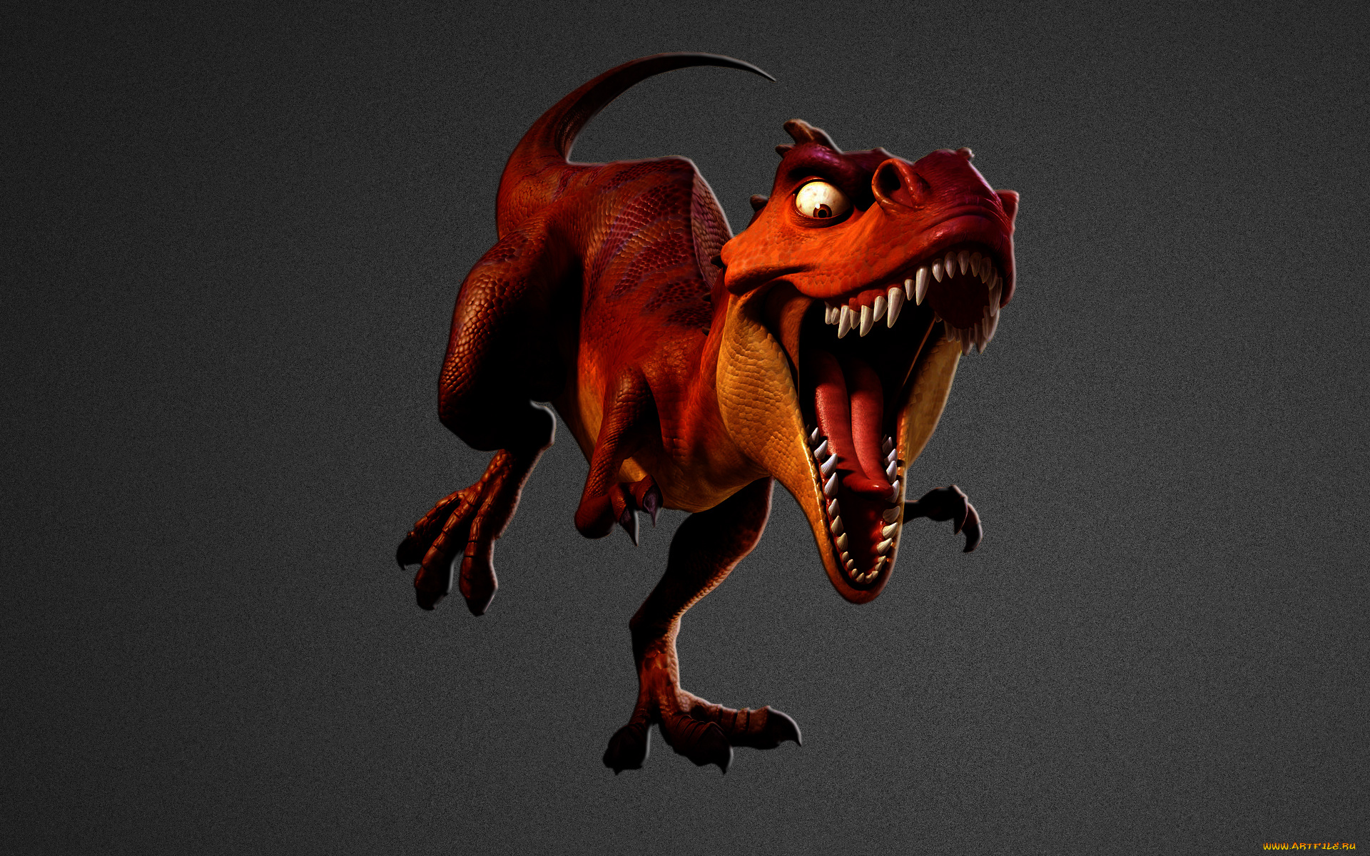 динозавр, фэнтези, существа, рычит, зубы, тираннозавр, серый, фон