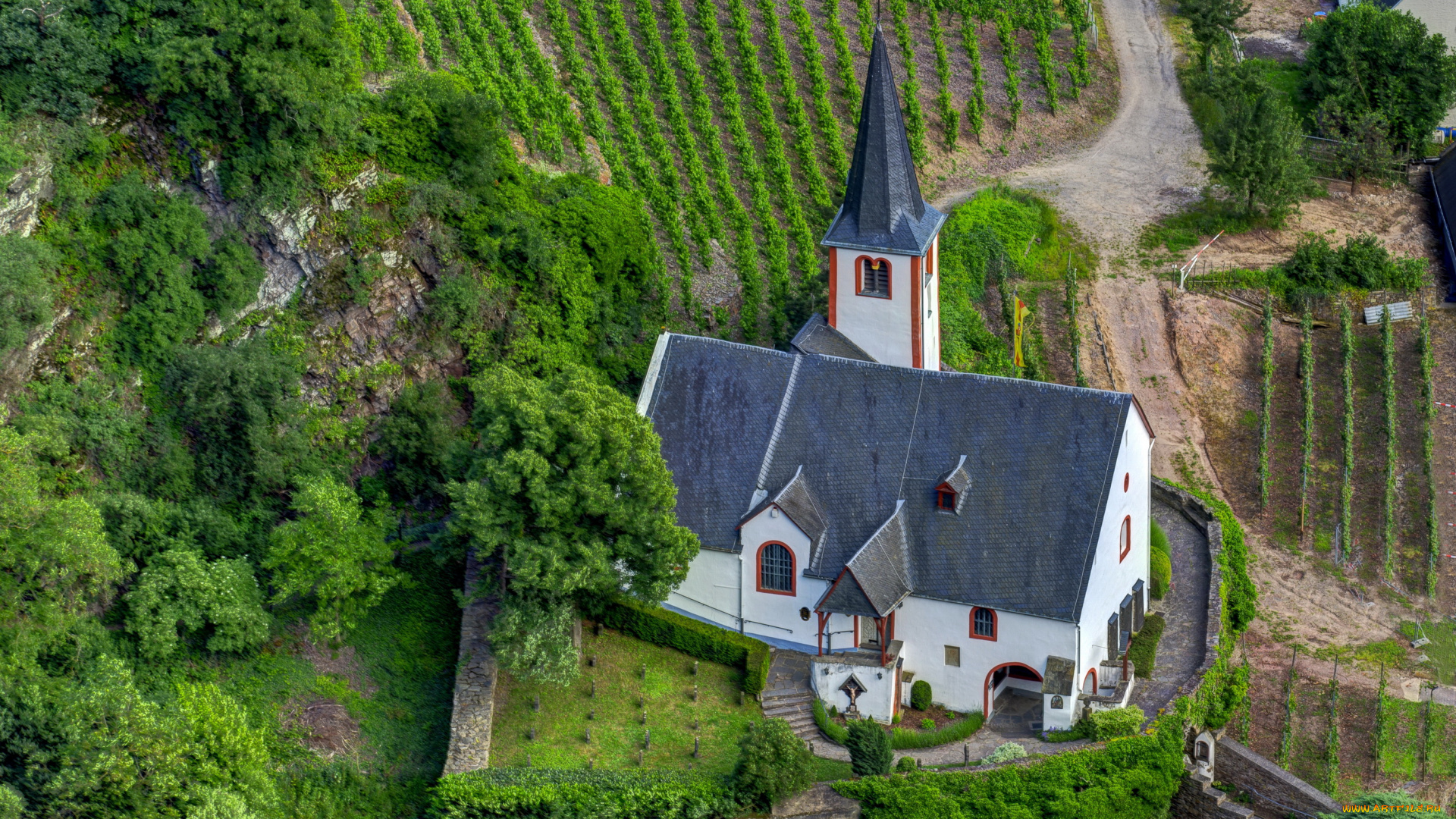 германия, алькен, города, католические, соборы, костелы, аббатства, кирха, пейзаж