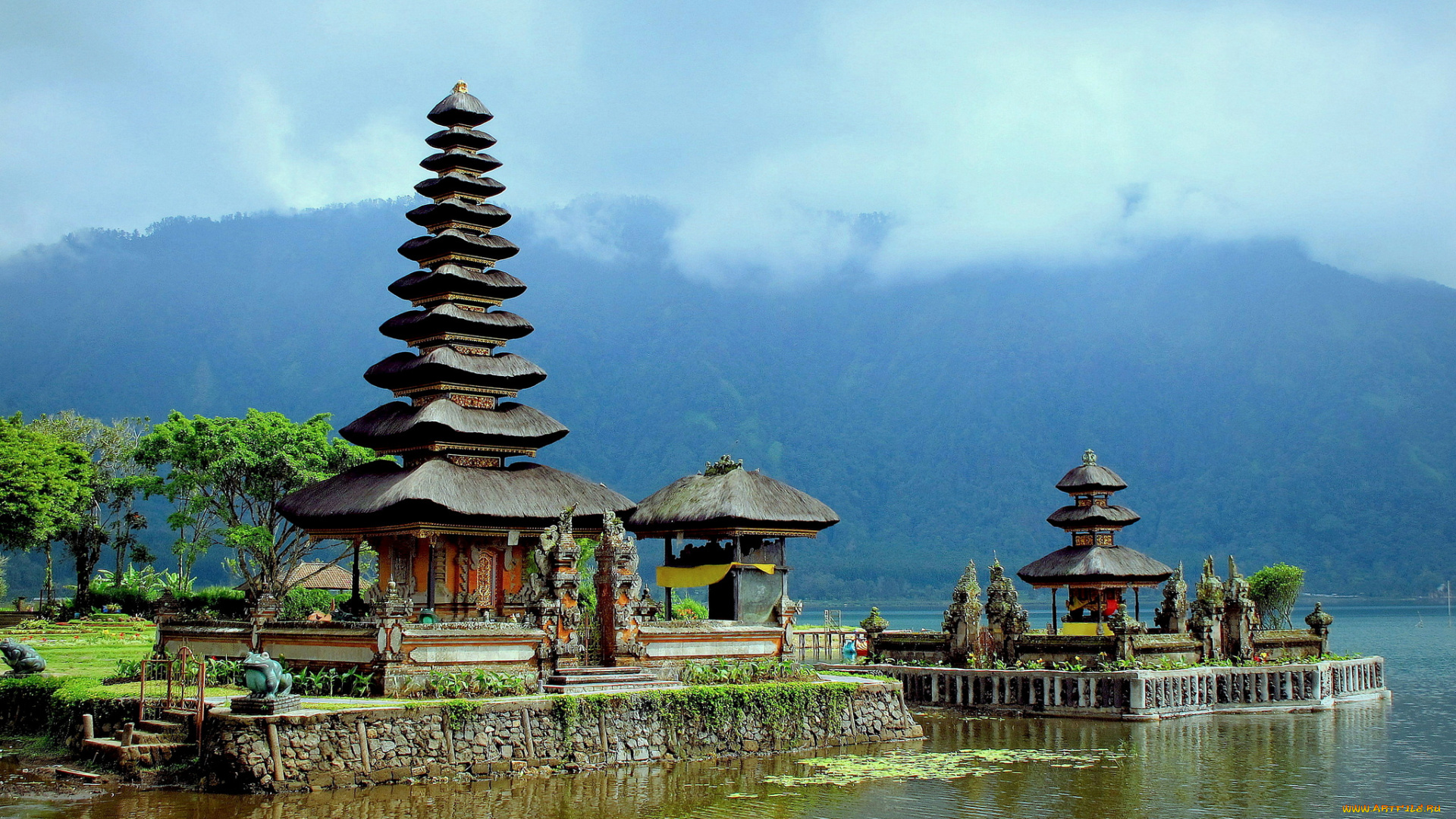 pura, ulun, danu, bratan, bali, indonesia, города, буддистские, другие, храмы, lake, бали, индонезия, озера, братан