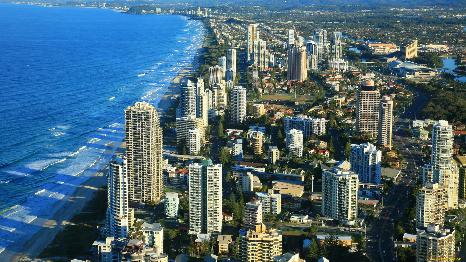 queensland, australia, города, панорамы, дома, море, побережье