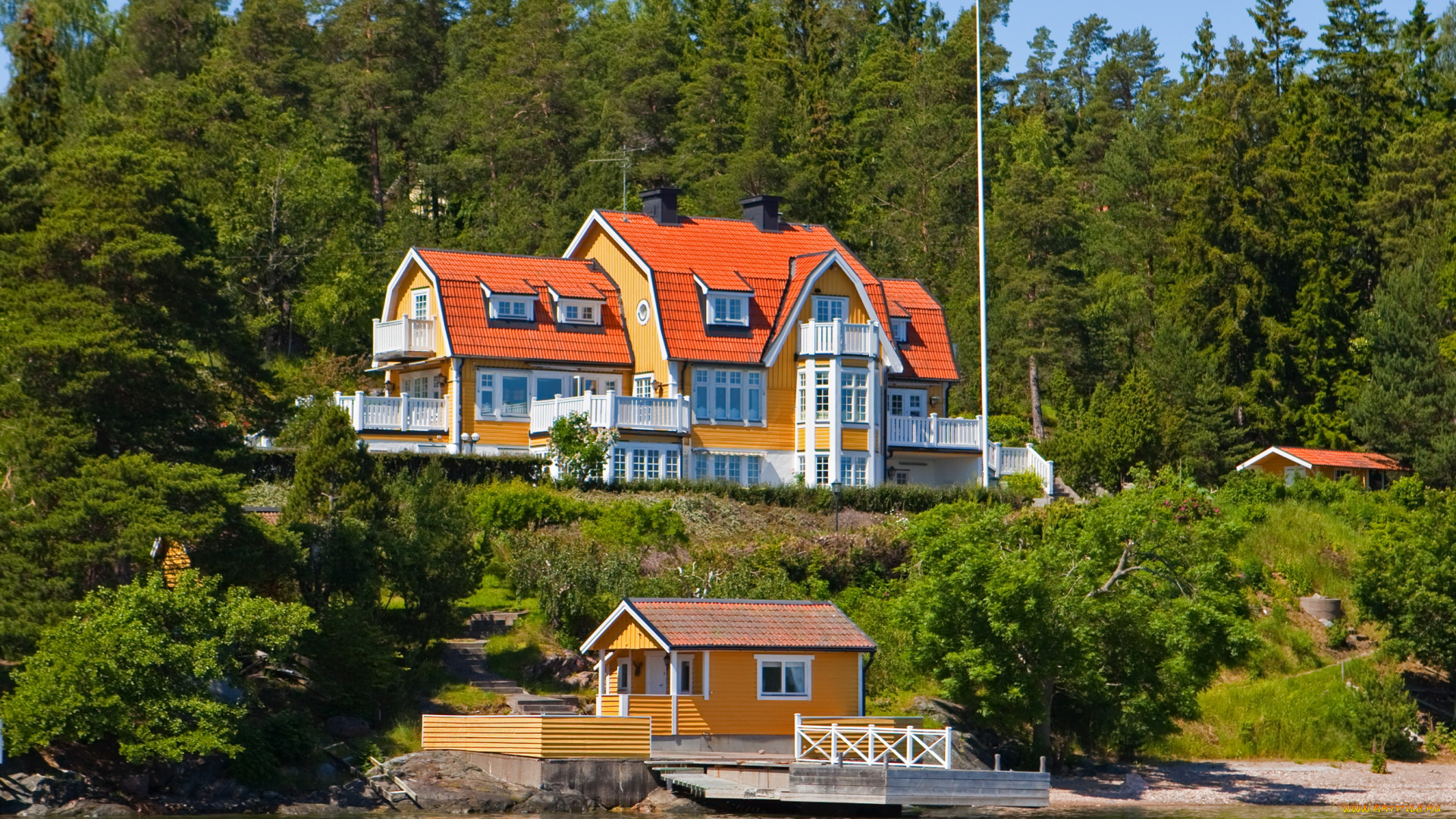 швеция, resaro, города, улицы, площади, набережные, река, дома, берег