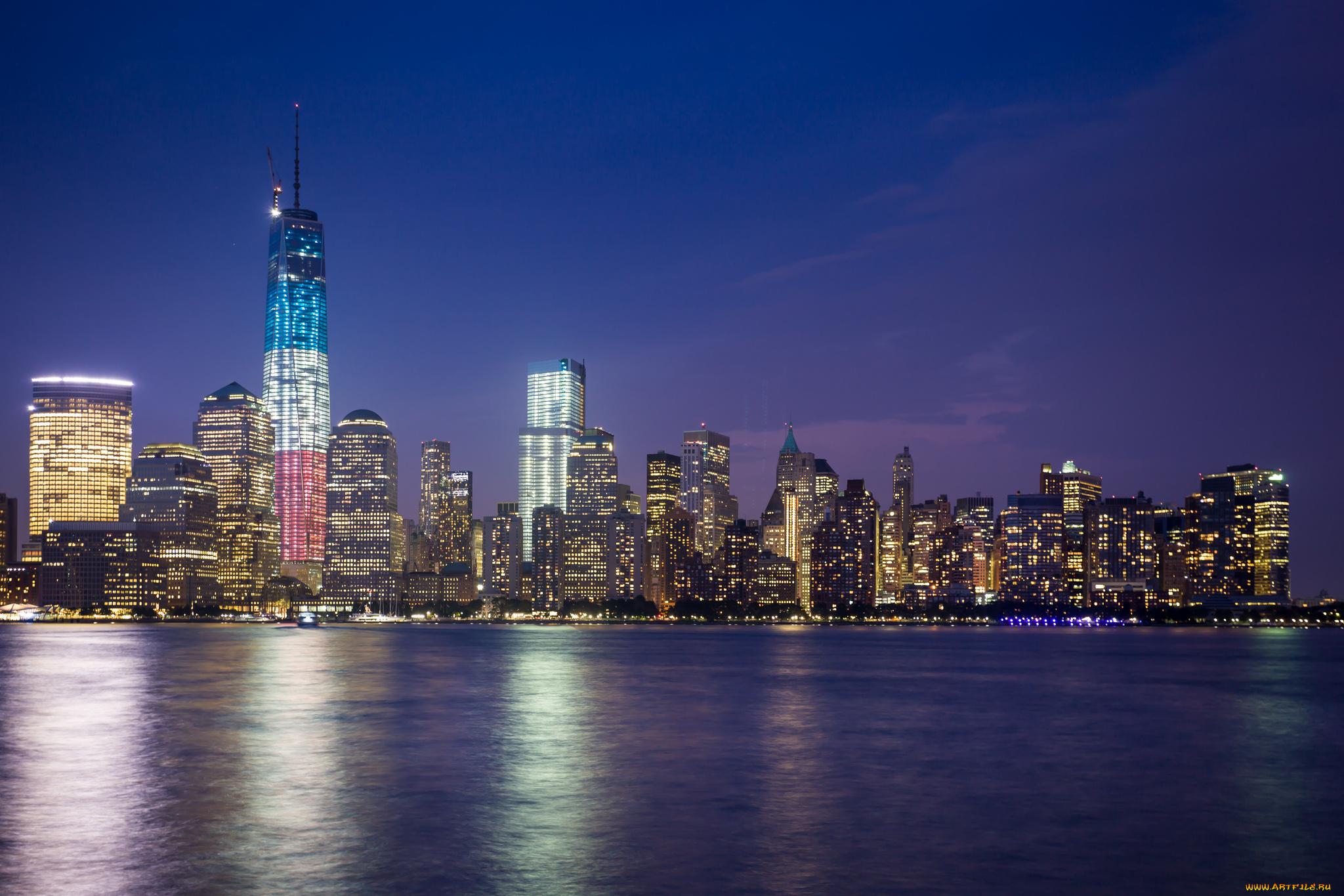 manhattan, new, york, city, города, нью, йорк, сша, east, river, манхэттен, пролив, ист-ривер, ночной, город