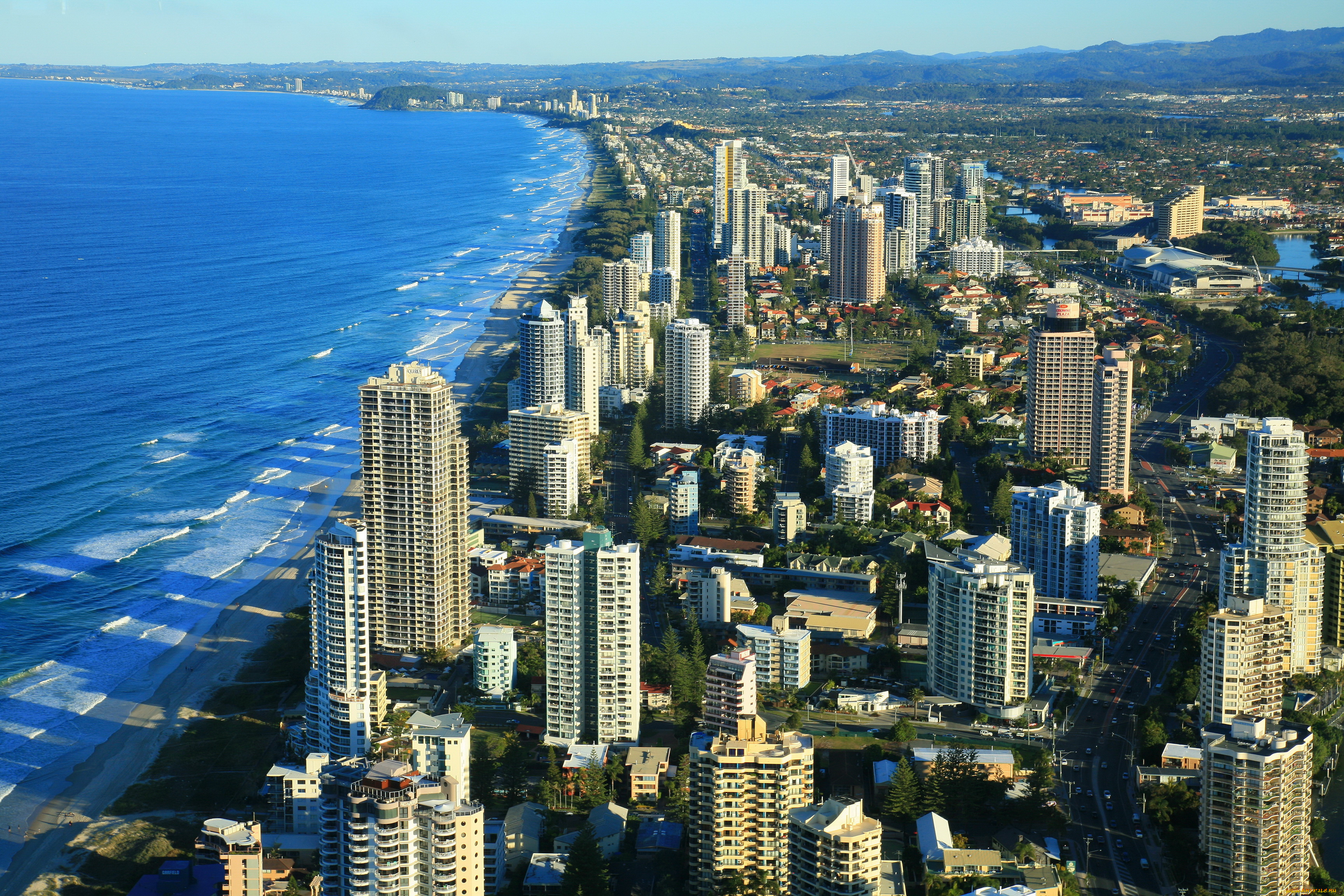 queensland, australia, города, панорамы, дома, море, побережье