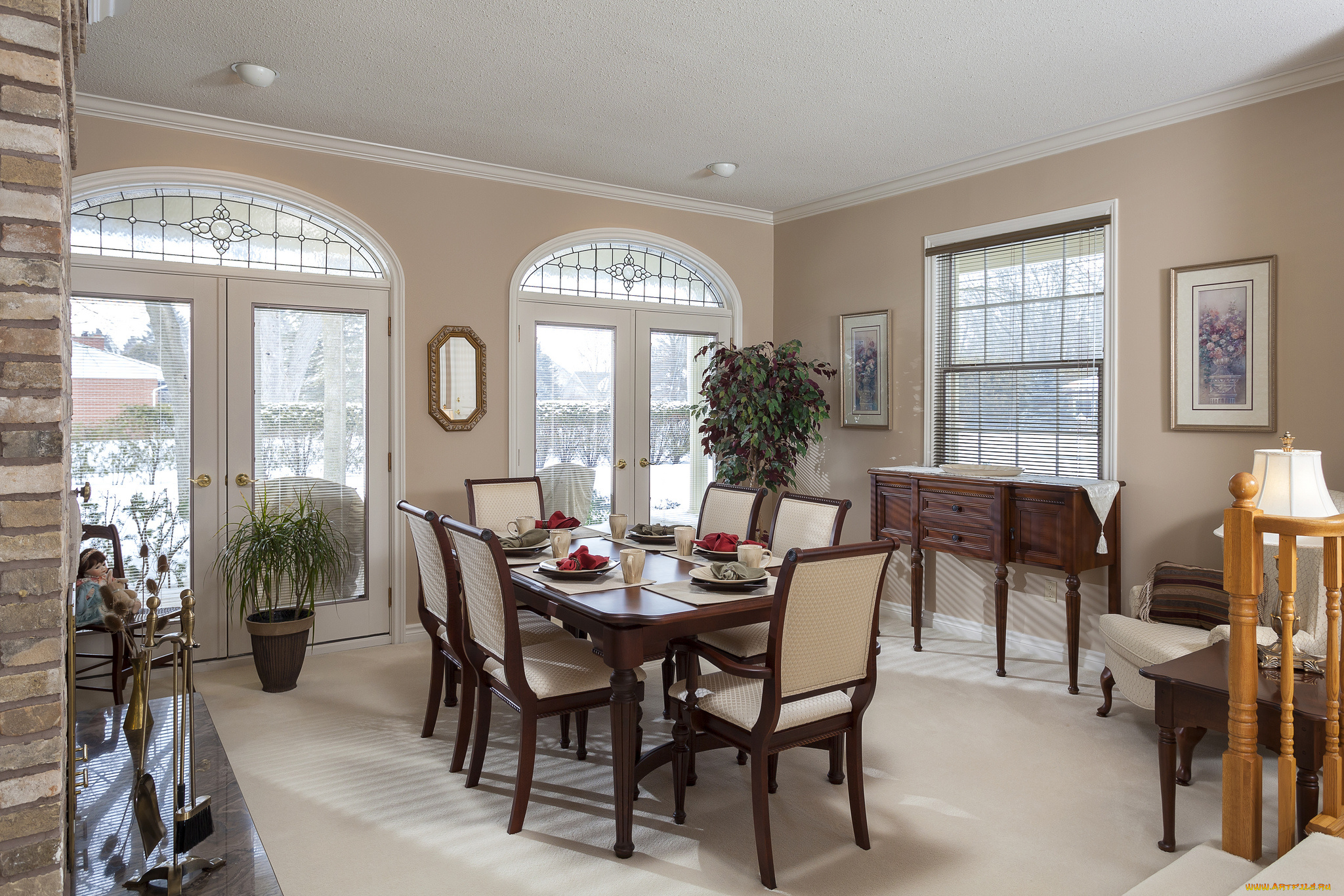 интерьер, столовая, стол, стулья