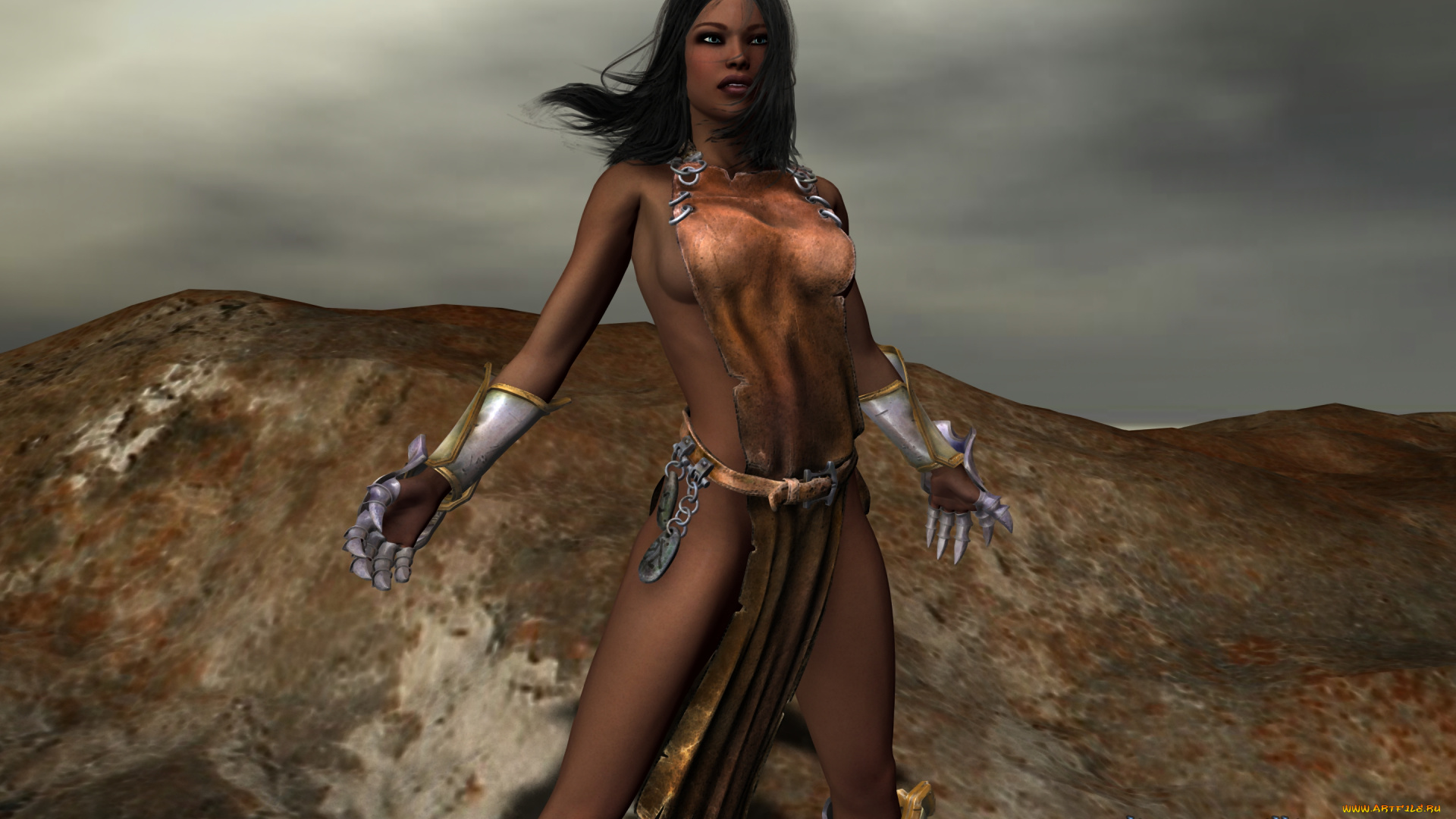 3д, графика, амазонки, , amazon, девушка, взгляд, фон, когти