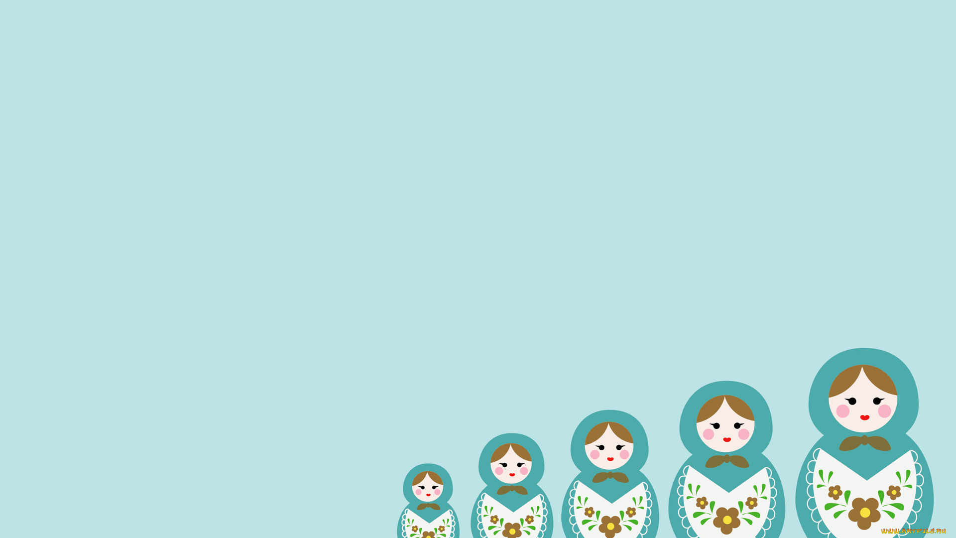 векторная, графика, другое, , other, фон, матрешка, ряд, игрушка, голубой