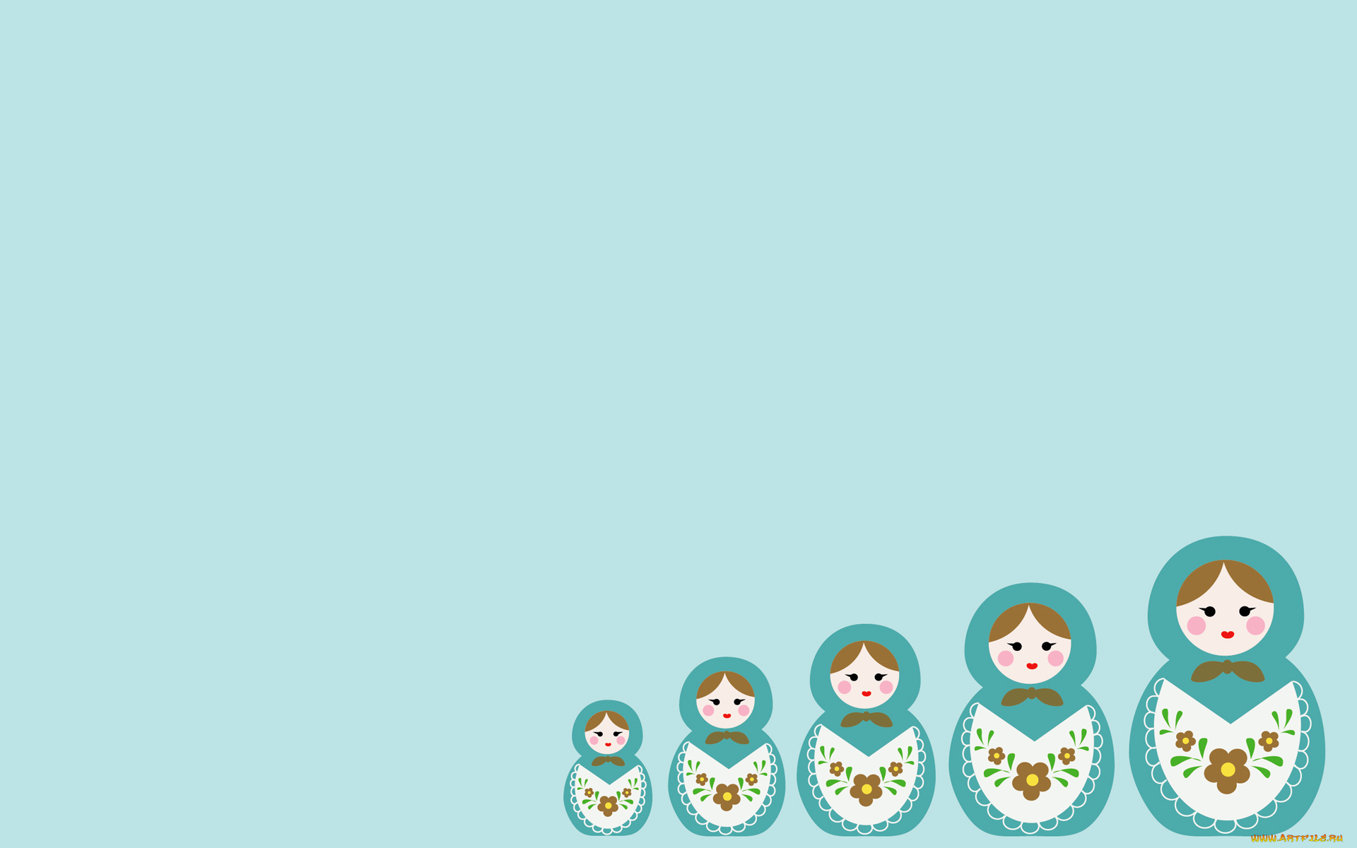 векторная, графика, другое, , other, фон, матрешка, ряд, игрушка, голубой