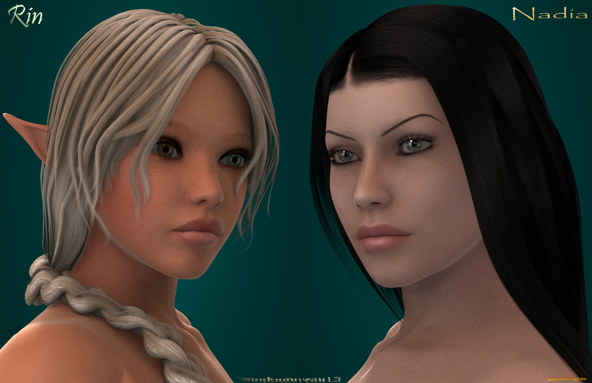 3д, графика, эльфы, , elves, девушка, взгляд, фон, эльфийка