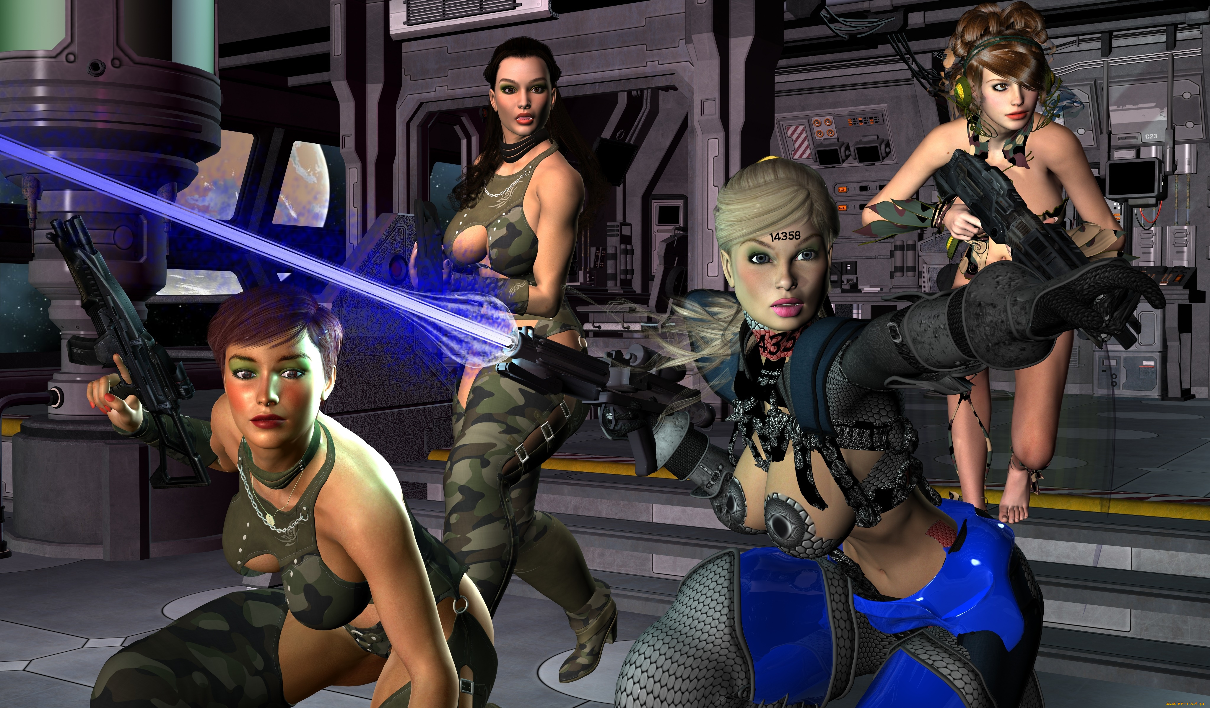 3д, графика, фантазия, , fantasy, фон, взгляд, девушки, оружие