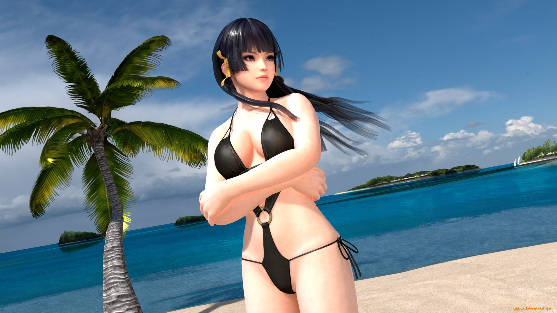 3д, графика, аниме, , anime, девушка, взгляд, фон