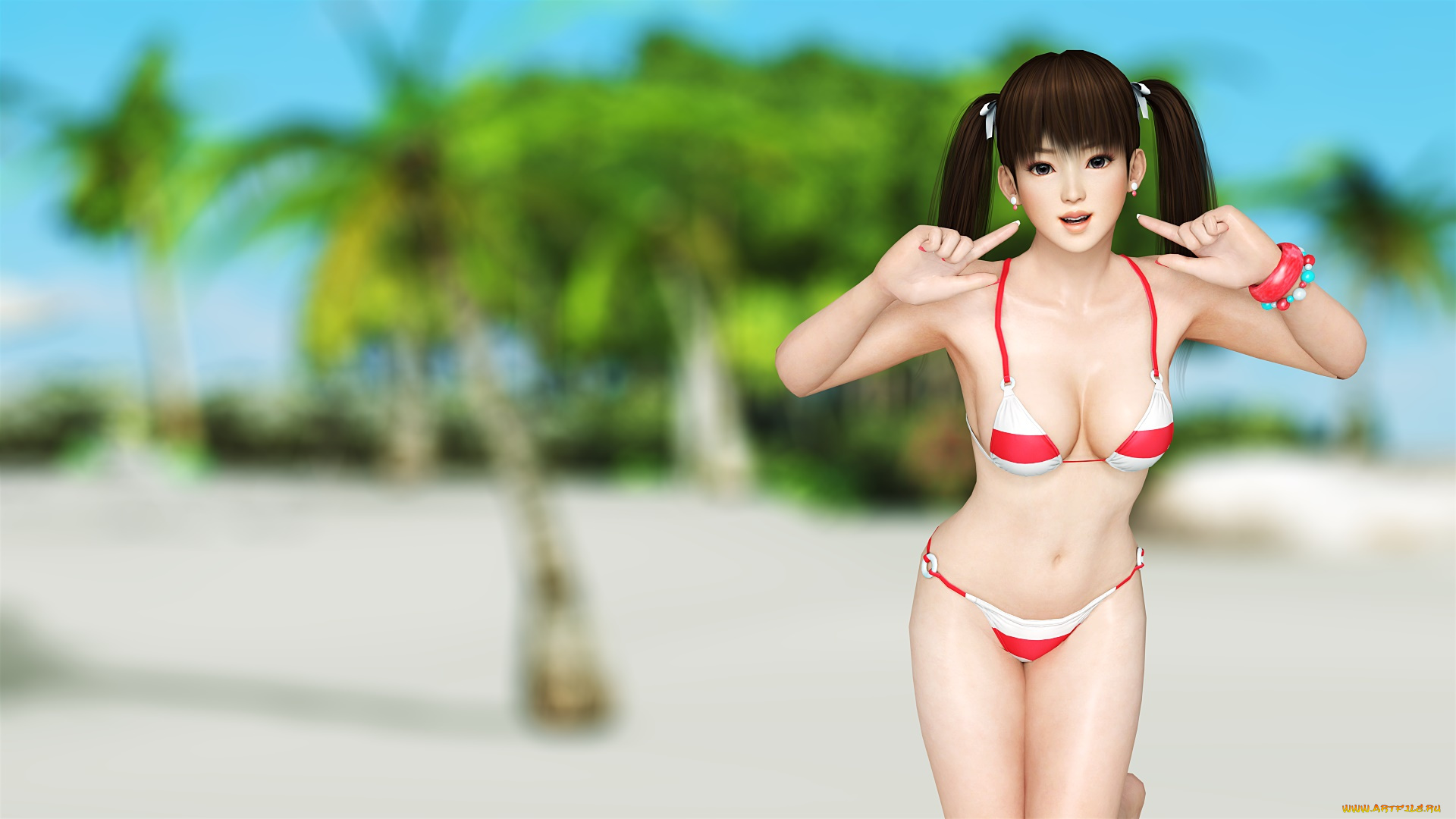 3д, графика, аниме, , anime, фон, взгляд, девушка