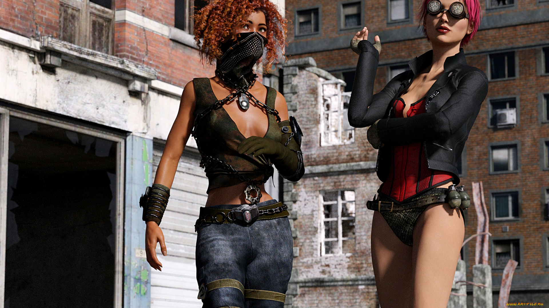 3д, графика, фантазия, , fantasy, девушки, взгляд, фон