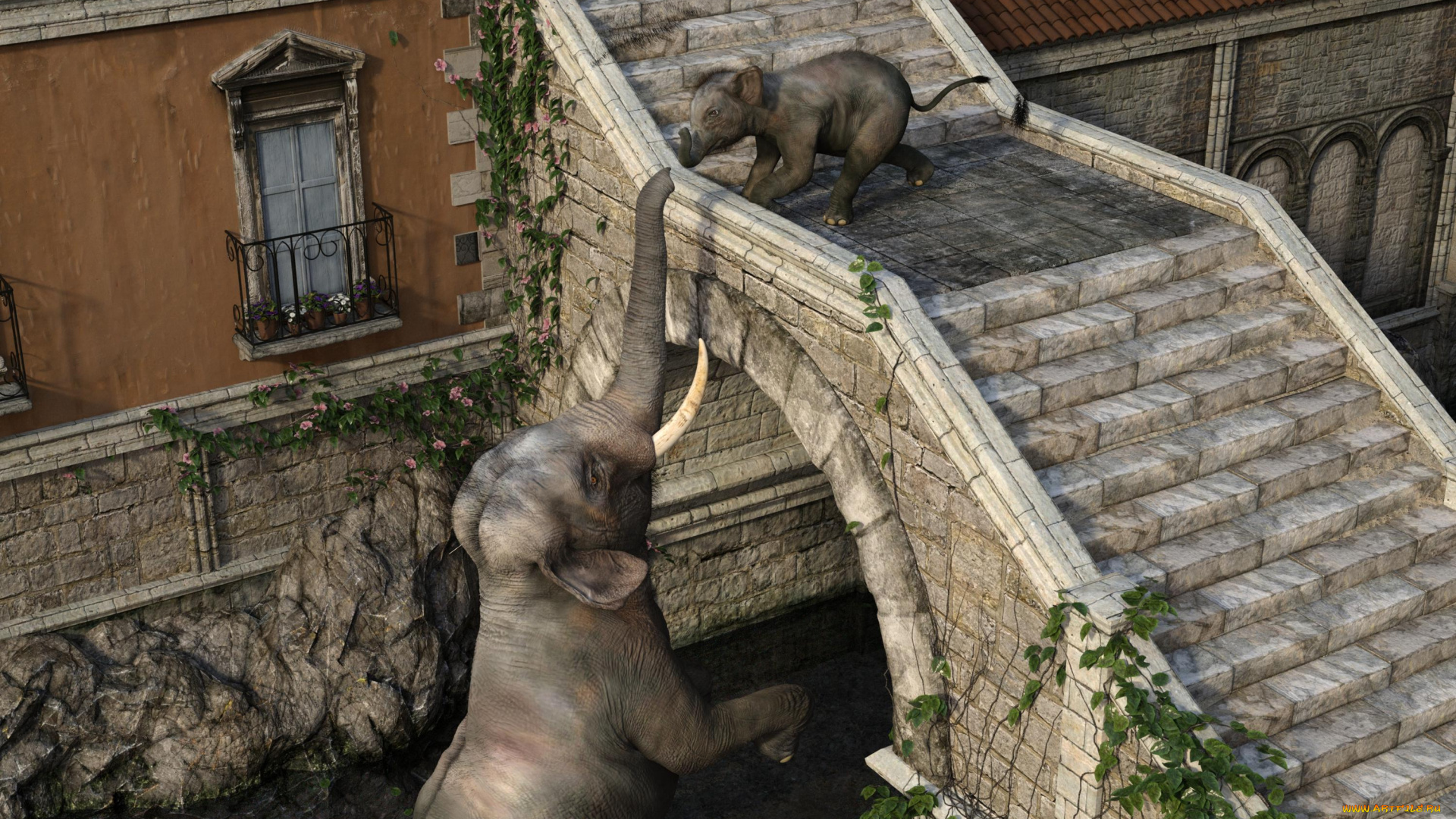 3д, графика, животные, , animals, слон, природа, фон